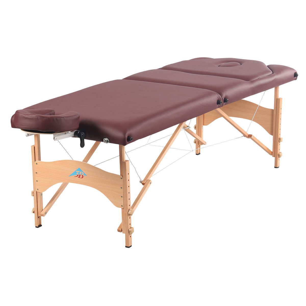 3B Scientific 1021430 Portable Massage Table with Liftback - Adjustable Height, Burgundy Vinyl for Professional & Home Use - Perfect for Spa, Physical Therapy & Relaxation