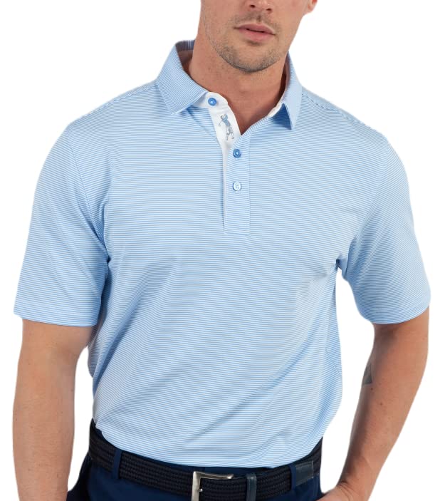 Bobby Jones Men's Moisture Wicking Short Sleeve Golf Polo - 2X2 Mini Stripe Jersey for Comfort & Performance - Perfect for Golf Tournaments & Casual Wear