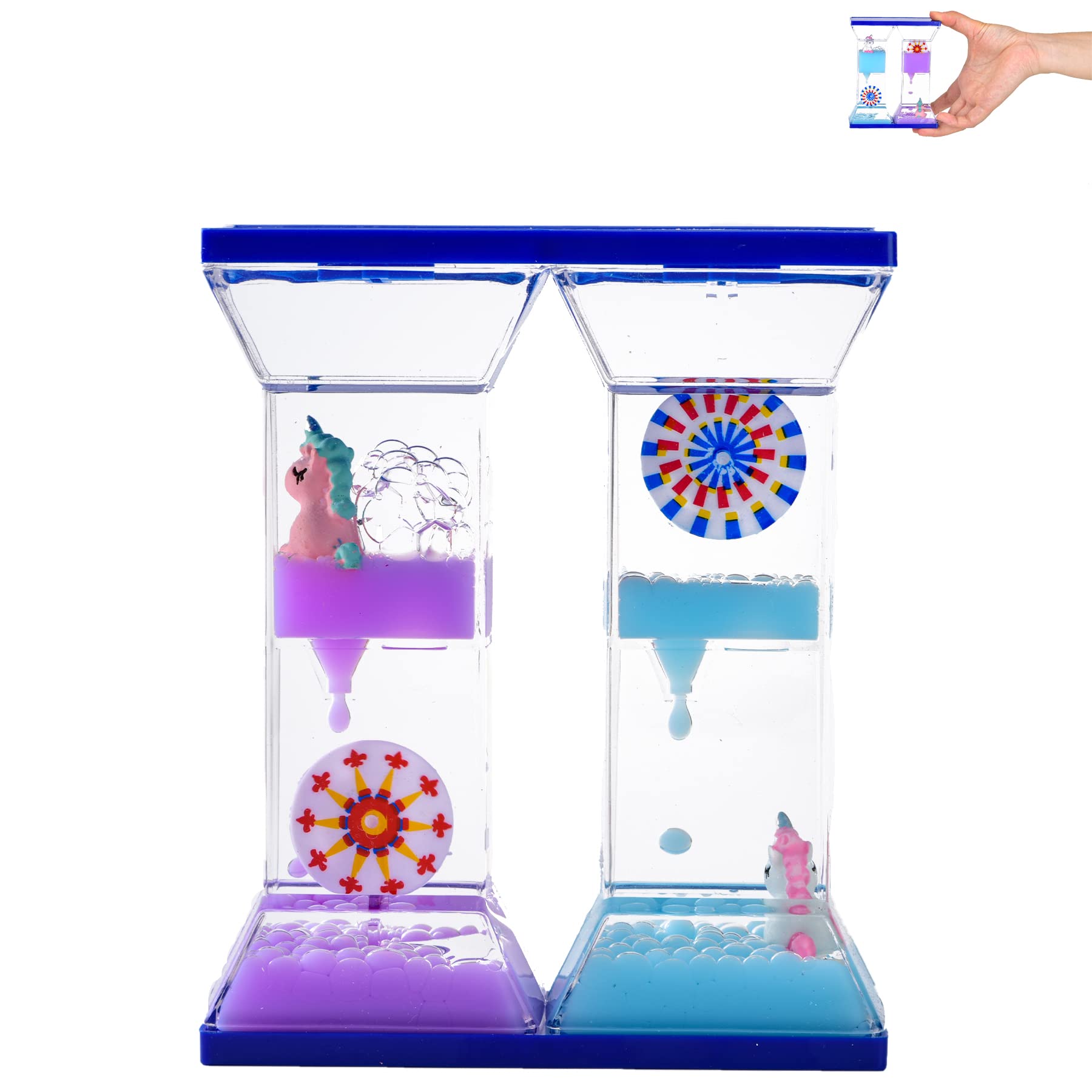 JRLAJRL Liquid Motion Bubbler Sensory Toy - Calming Desk Decor for Autism, ADHD & Stress Relief - Novelty Gift for Kids & Adults (Milk Purple & Milk Blue) - Perfect for Office, Classroom & Home Relaxation