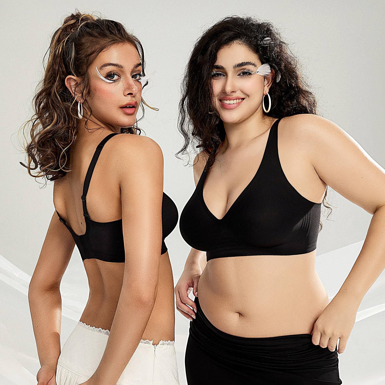 OEAK Women's Deep V Push Up Bralette - Comfortable Seamless Plunge Bra, No Underwire, Low Cut for T-Shirts | Perfect for Everyday Wear, Date Nights & Layering Under Clothes