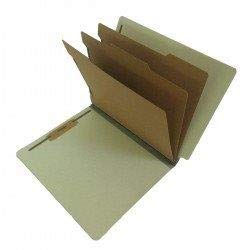 Green Pressboard Classification Folders with 3 Dividers & 8 Fasteners - End Tab/Shelf Style for Office, School, or Home Organization