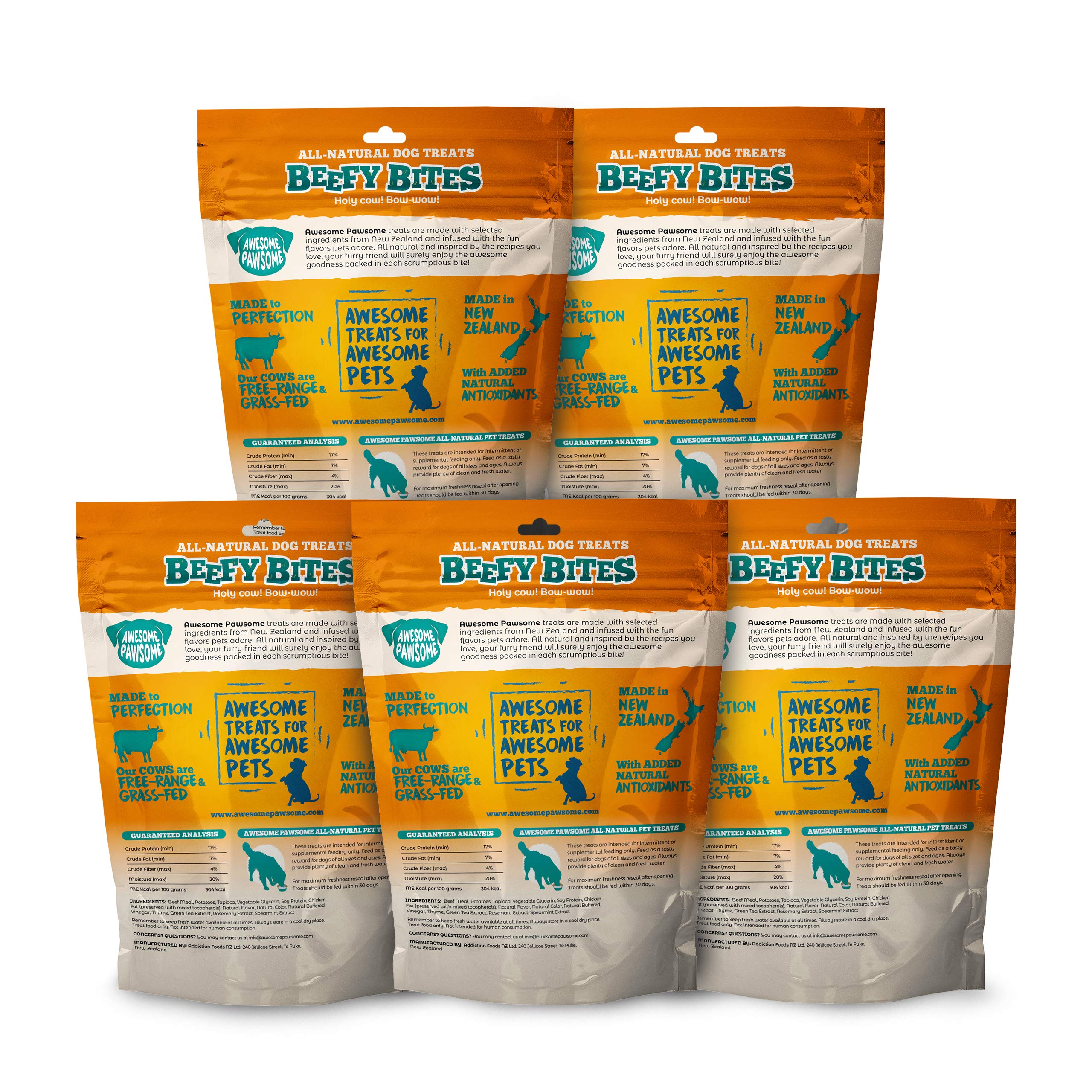 Premium All-Natural Grain-Free Beefy Bites Crunchy Dog Treats - Healthy Snacks for Puppies & Adult Dogs - Fun Bite-Sized Shapes - Made in New Zealand - 15oz - Perfect for Training Rewards & Daily Treats