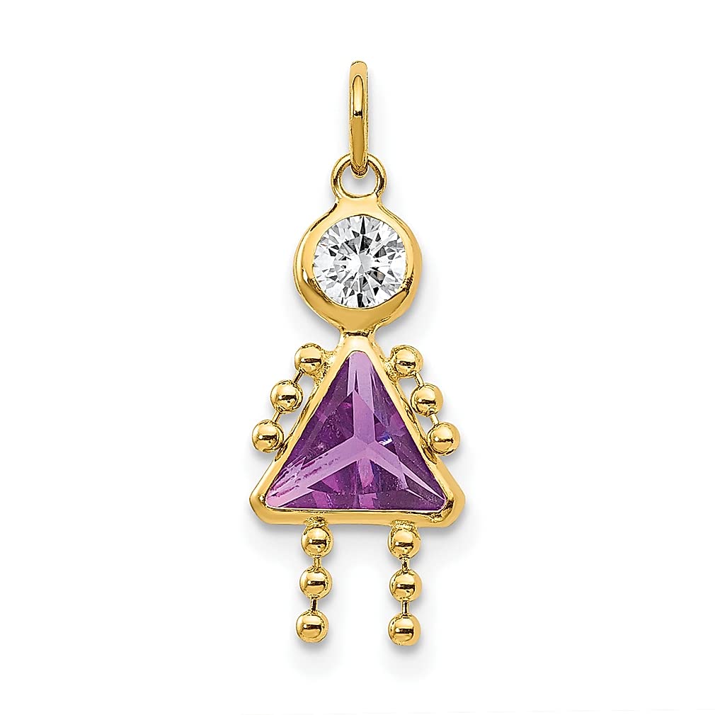 14K Yellow Gold February Birthstone Charm Necklace for Women & Girls - Amethyst Pendant Gift for Valentine's Day, Birthday & Anniversary | Elegant Fine Jewelry for Everyday Wear & Special Occasions