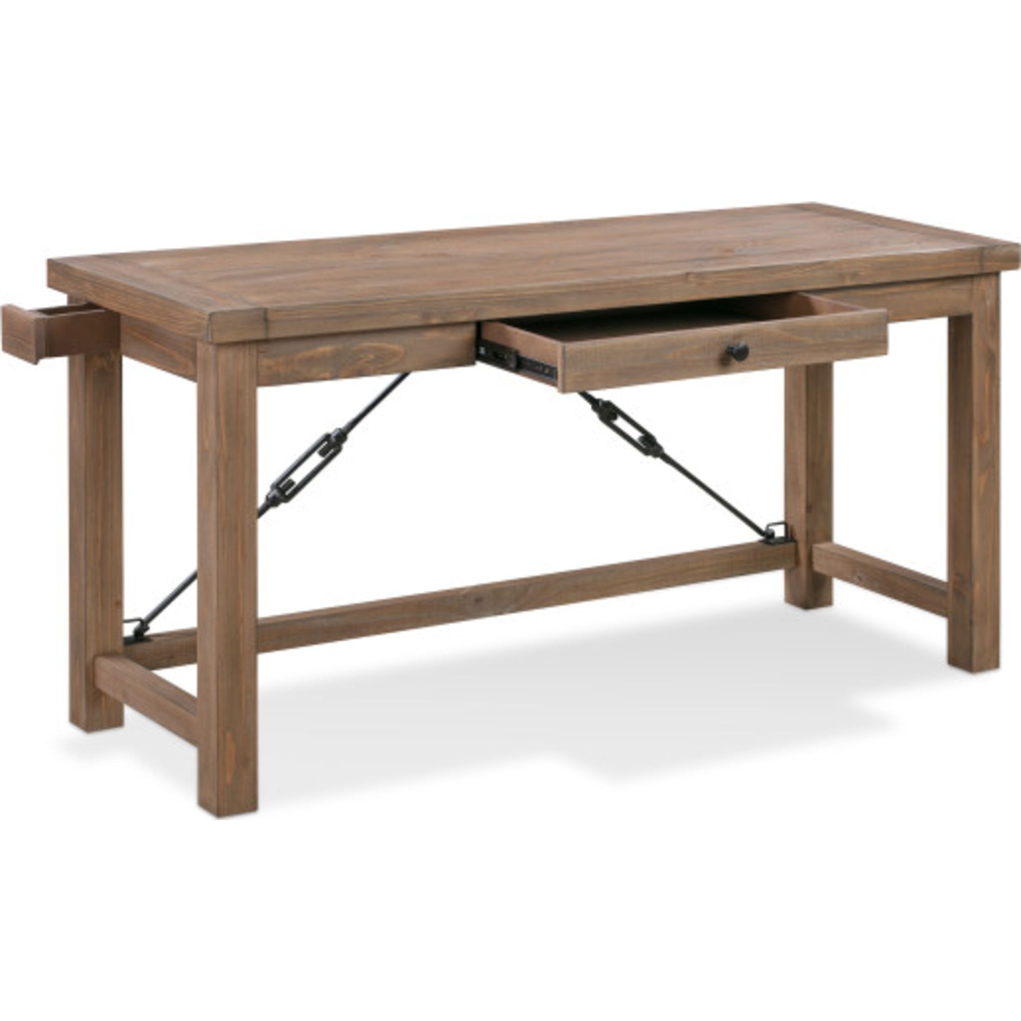 Flint Oak Wooden Desk - Rustic Autumn Home Office Furniture for Study & Work | Durable Writing Desk with Vintage Charm