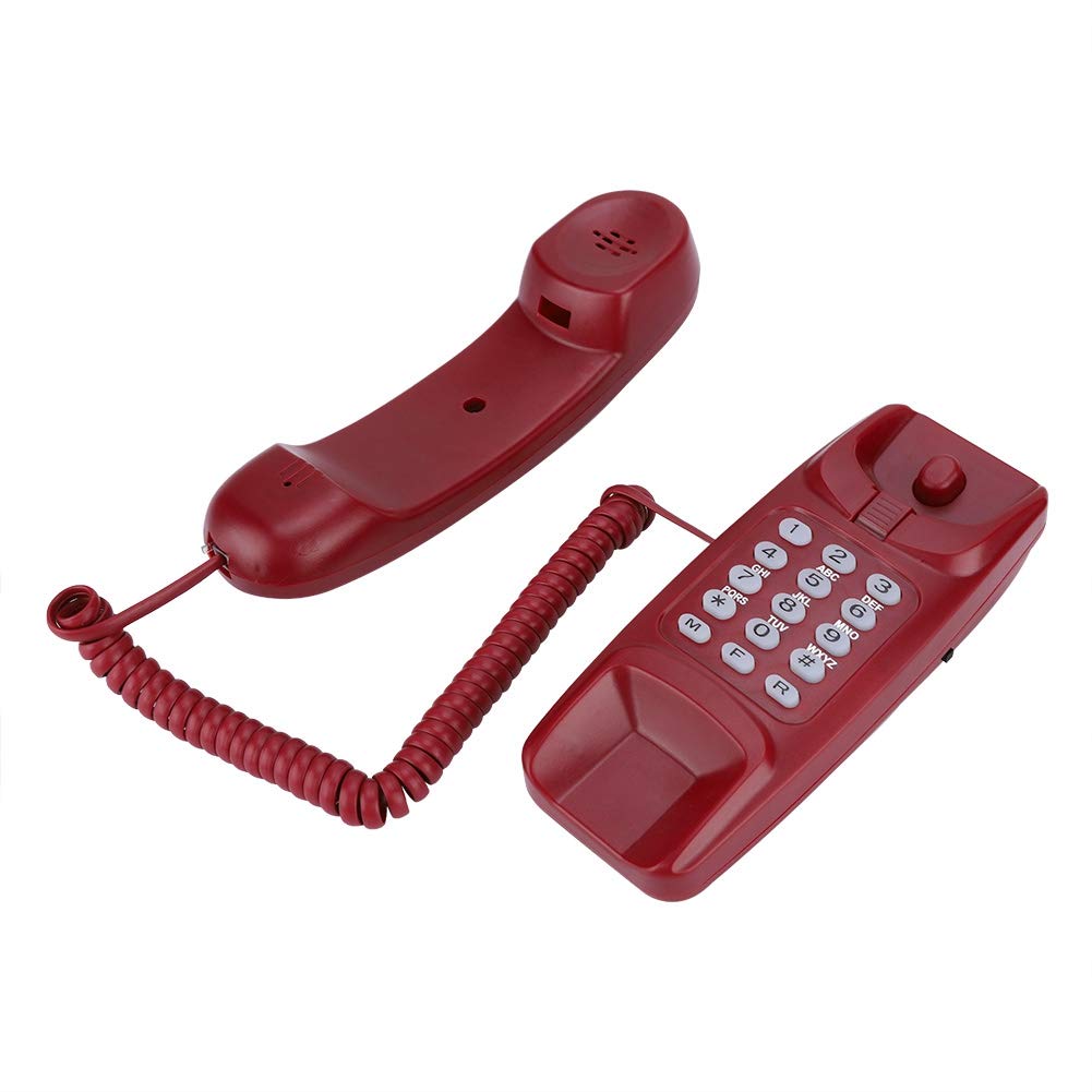 Bewinner Corded Landline Phone - No Caller ID Display, Desktop Wall Phone for Home with Flash/Mute/Redial (Red) - Perfect for Home Office, Kitchen, and Bedroom Use