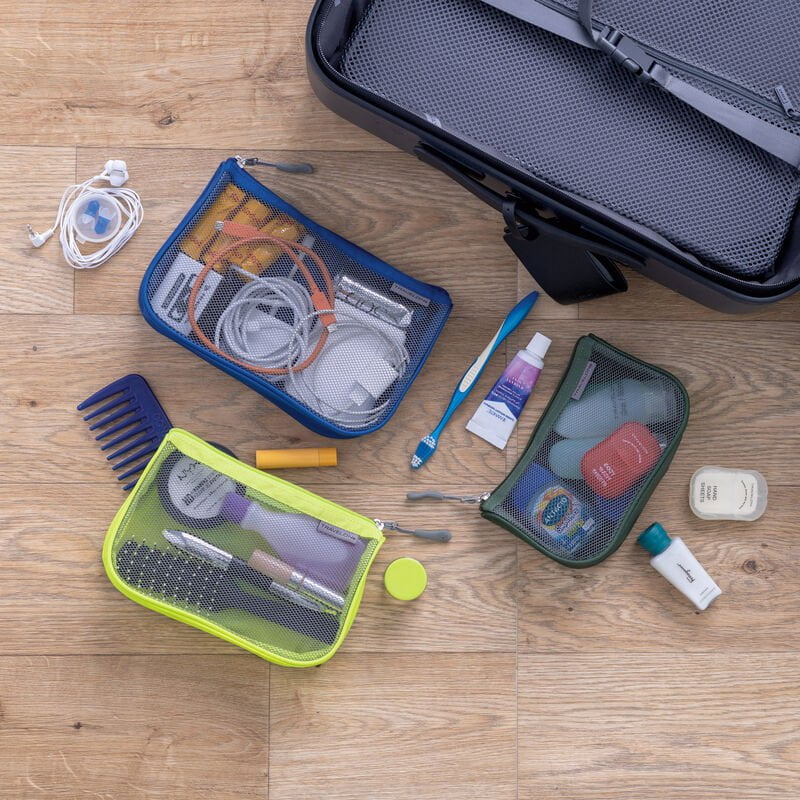 Travelon Set of 3 Assorted Piped Pouches - Waterproof Travel Organizer Bags for Toiletries, Cosmetics & Accessories | Perfect for Vacations, Camping & Daily Use