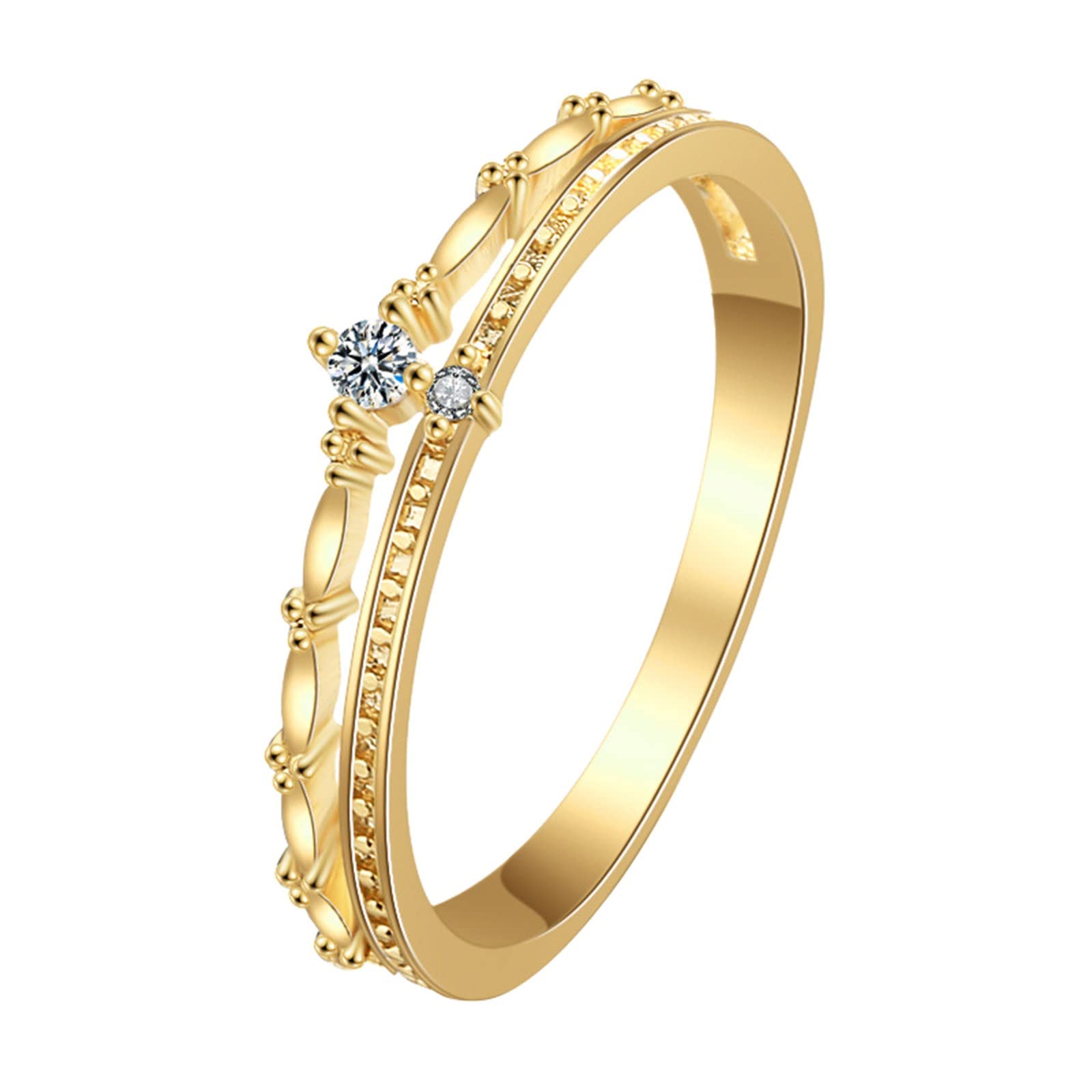 Dainty Gold Diamond Princess Crown Ring - Elegant Jewelry for Parties & Weddings