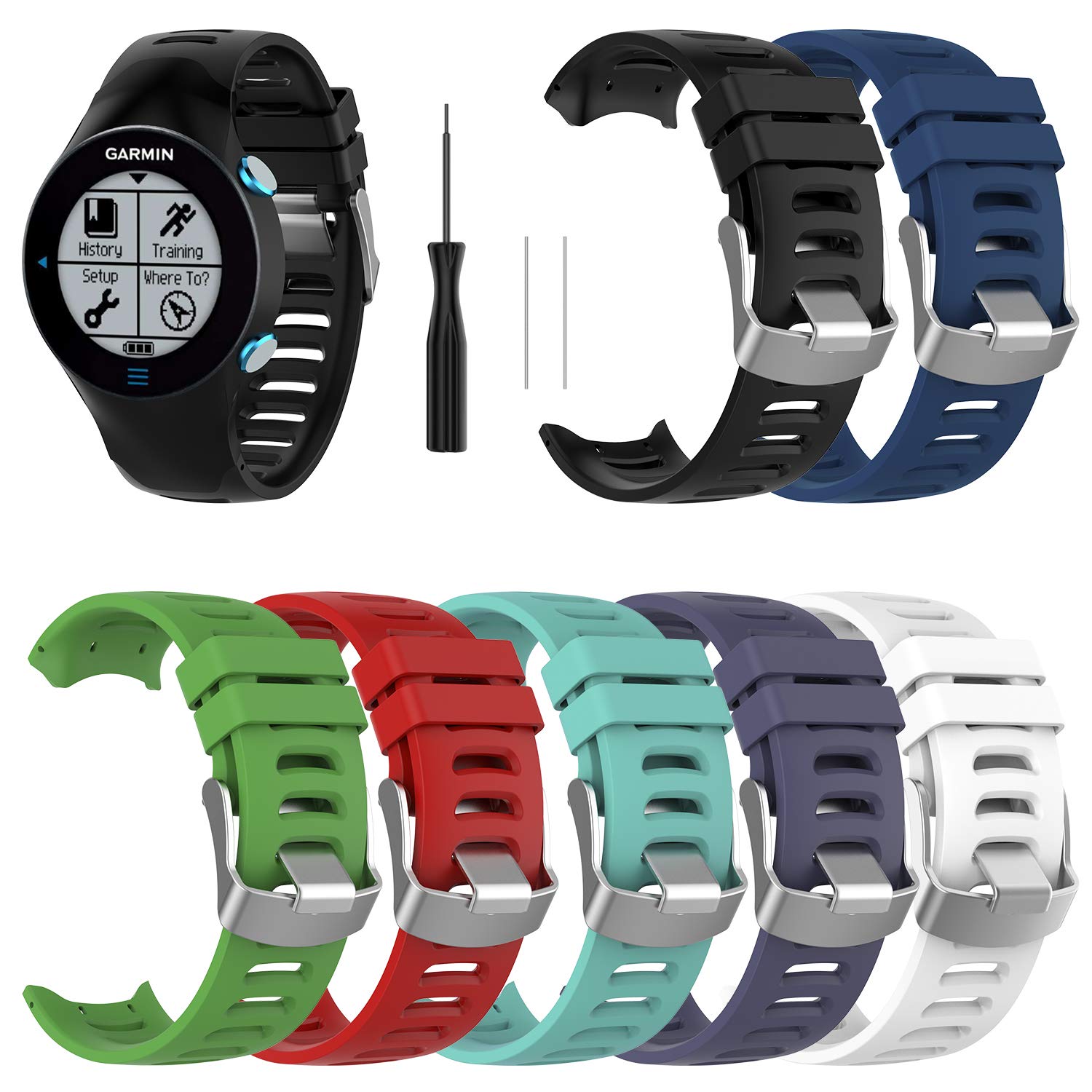 Premium Soft Silicone Replacement Watch Band for Garmin Forerunner 610 GPS Smartwatch - Durable & Comfortable Wrist Strap Compatible with Forerunner 610 - Perfect for Running, Workouts & Outdoor Activities
