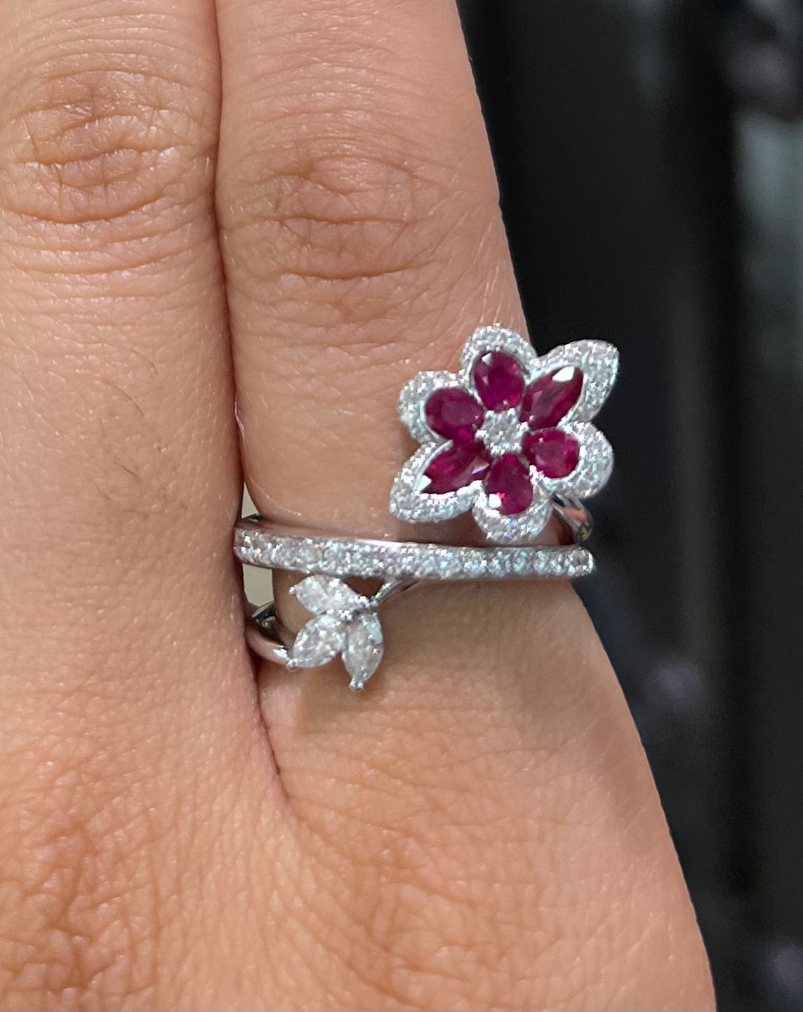 Exquisite Ruby and Diamond Transforming Ring for Women | Elegant Adjustable Jewelry for Engagement, Wedding & Special Occasions | Perfect Gift for Her