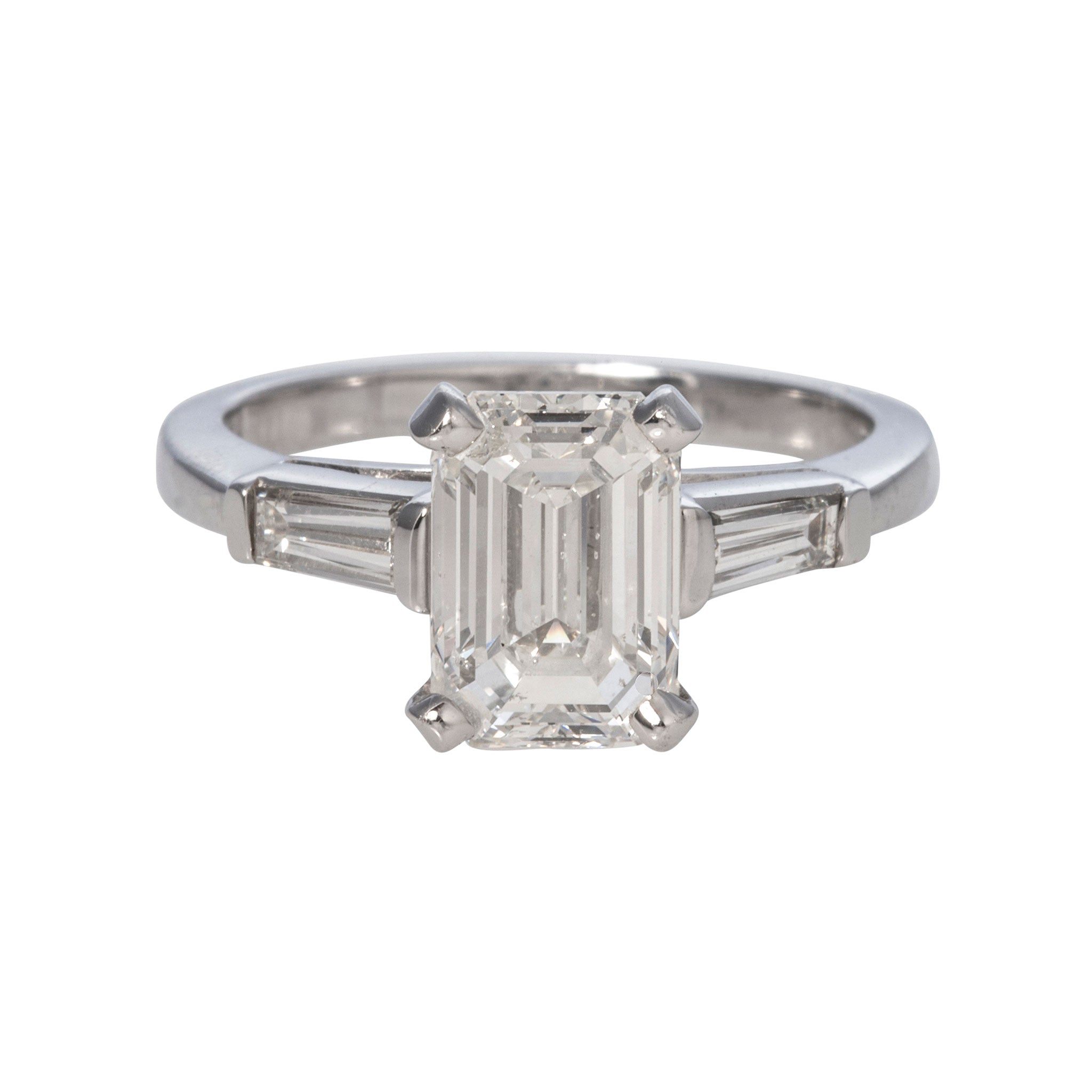 2.39ct Emerald Cut Diamond Engagement Ring with .34ct Baguette Side Stones in Platinum - Perfect for Proposals & Anniversary Gifts