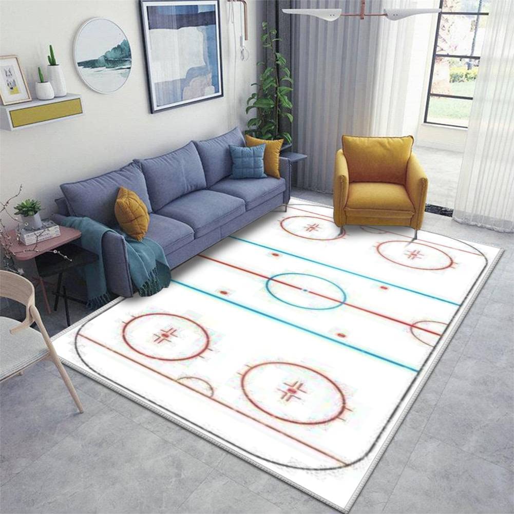 Non-Slip Washable Indoor/Outdoor Area Rug for Hockey Rink Texture - Kids Playmat Carpet for Living Room, Bedroom & Playroom | Perfect for Home Decor, Sports Theme Rooms & Child-Safe Flooring