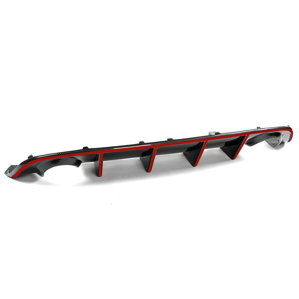 IKON MOTORSPORTS Bumper Lip Spoiler for 2015-2023 Dodge Charger SRT - Factory Style Rear Diffuser with Red Reflective Tape - Upgrade Your Ride's Aerodynamics & Style for Street Racing & Car Shows