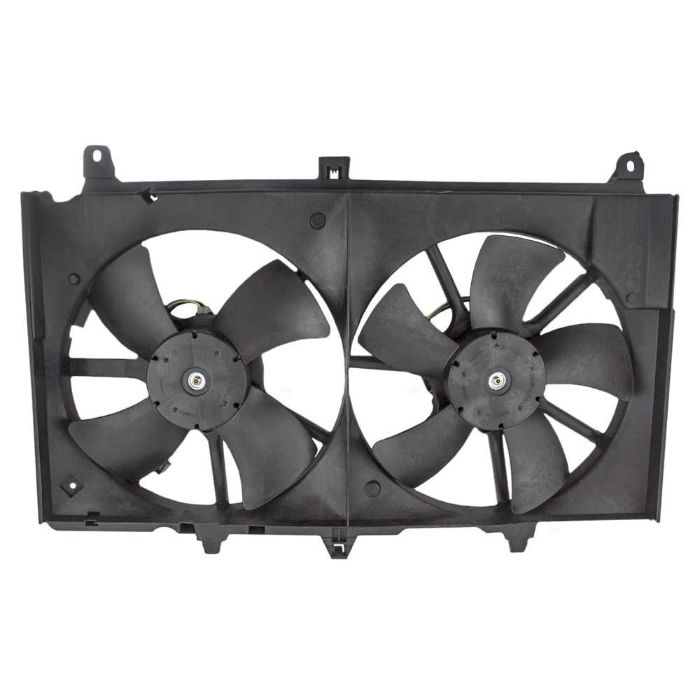 Brock Replacement Dual Cooling Fan Motor Shroud Assembly for 2003-2007 Infiniti G35 Coupe & 2003-2006 Nissan 350Z (Part# 21481-CF40B) - High Performance Cooling Solution for Hot Weather & Track Use