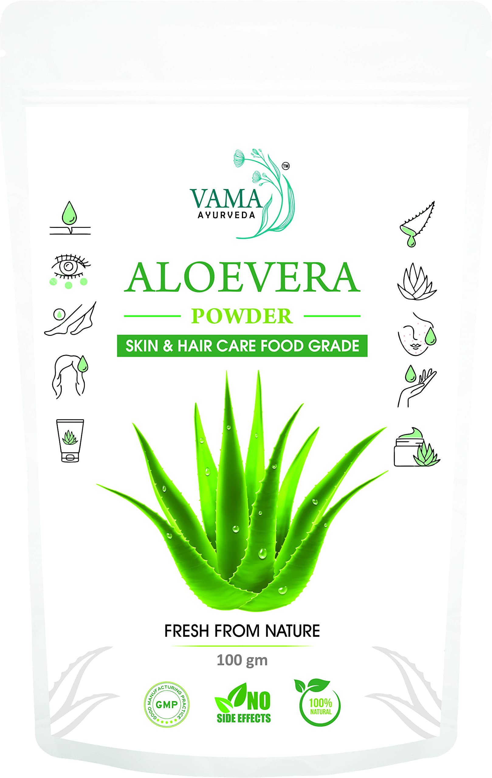 100% Pure Natural Aloe Vera Leaf Powder (Aloe Barbadensis) - 250g for Hair & Skin Care | Organic Ayurvedic Supplement for Face Masks, DIY Beauty Products & Wellness Drinks