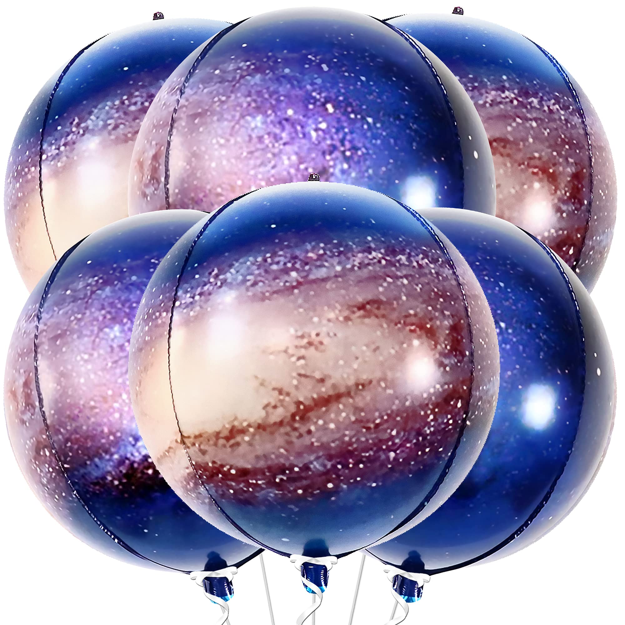 Galaxy Balloons for Party Decorations - Pack of 6 Large 22 Inch Space Themed Balloons | 360 Degree Round Outer Space Birthday Party Supplies | Perfect for Galaxy Themed Parties, Baby Showers & Cosmic Decorations