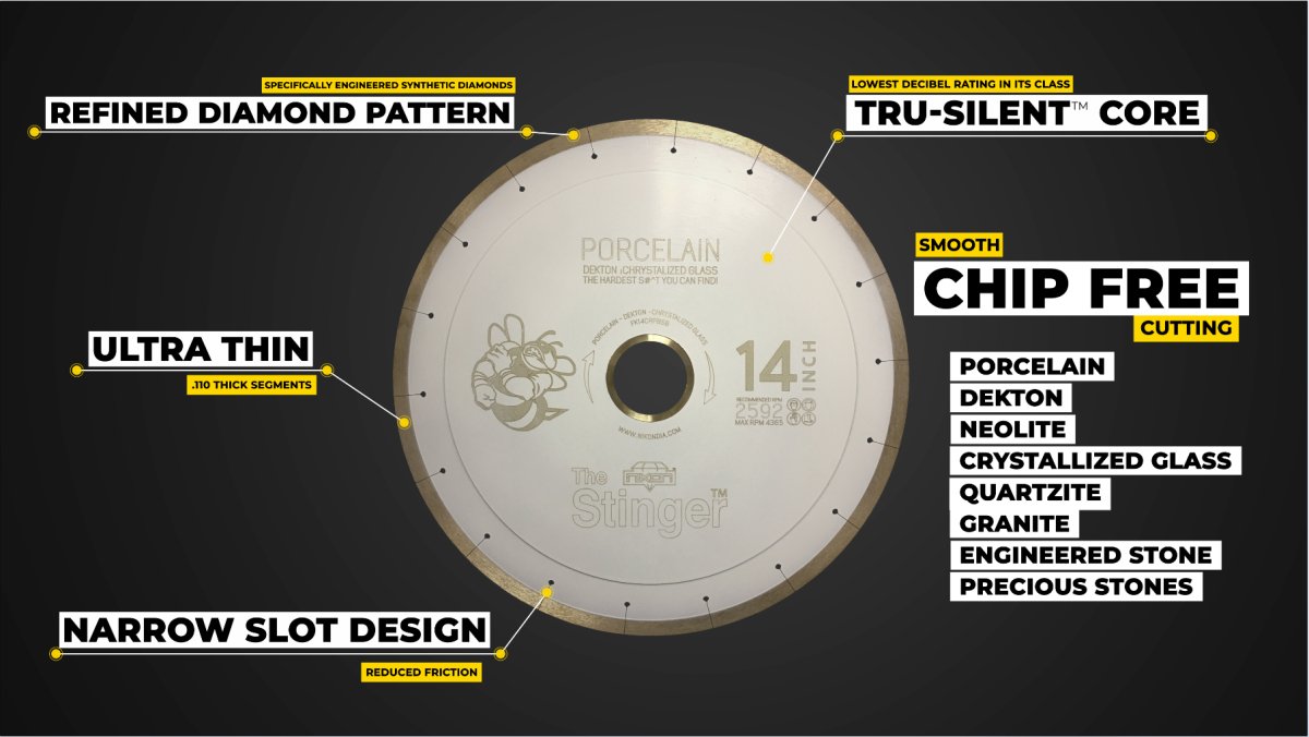 BMF™ Silent Continuous Rim Diamond Saw Blade for Hard Materials - Perfect for Cutting Tile, Granite, and Porcelain in Construction and DIY Projects
