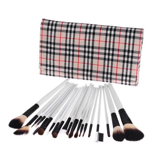 20-Piece Professional Goat Hair Makeup Brush Set with Checkered Case - Perfect for Makeup Artists, Beginners & Travel | Foundation, Blending, Contouring, Eyeshadow Application