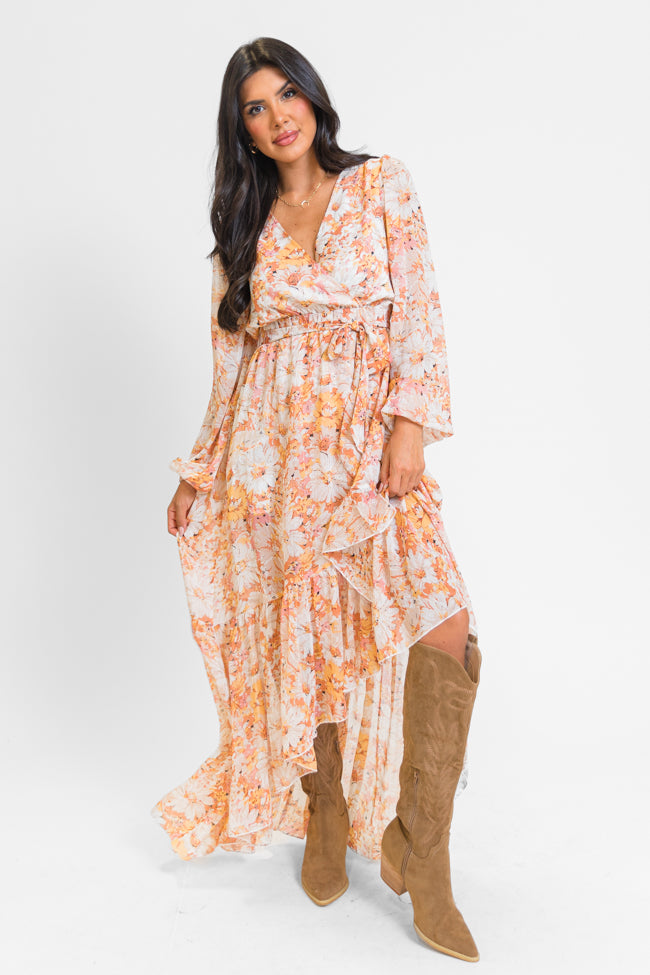 Know Me So Well Multi Floral Printed Long Sleeve Maxi Dress for Women | Elegant Boho Style Summer Beach Wedding Party Outfit | Final Sale