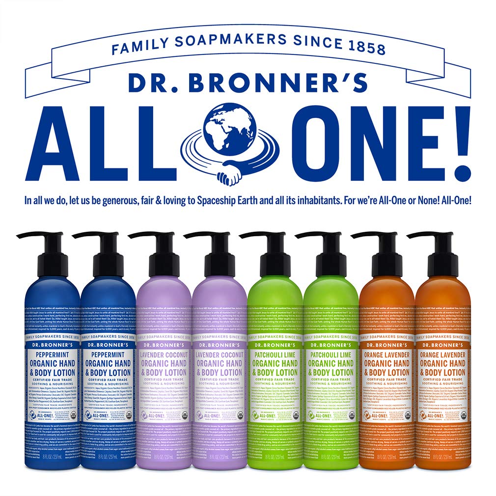 Dr. Bronner's Organic Orange Lavender Body Lotion - 8 oz | USDA Certified Organic Moisturizer for Dry Skin | Soothing Hand Cream & Face Moisturizer | Vegan, Non-GMO, Highly Emollient | Perfect for Daily Hydration & Post-Shower Skincare Routine