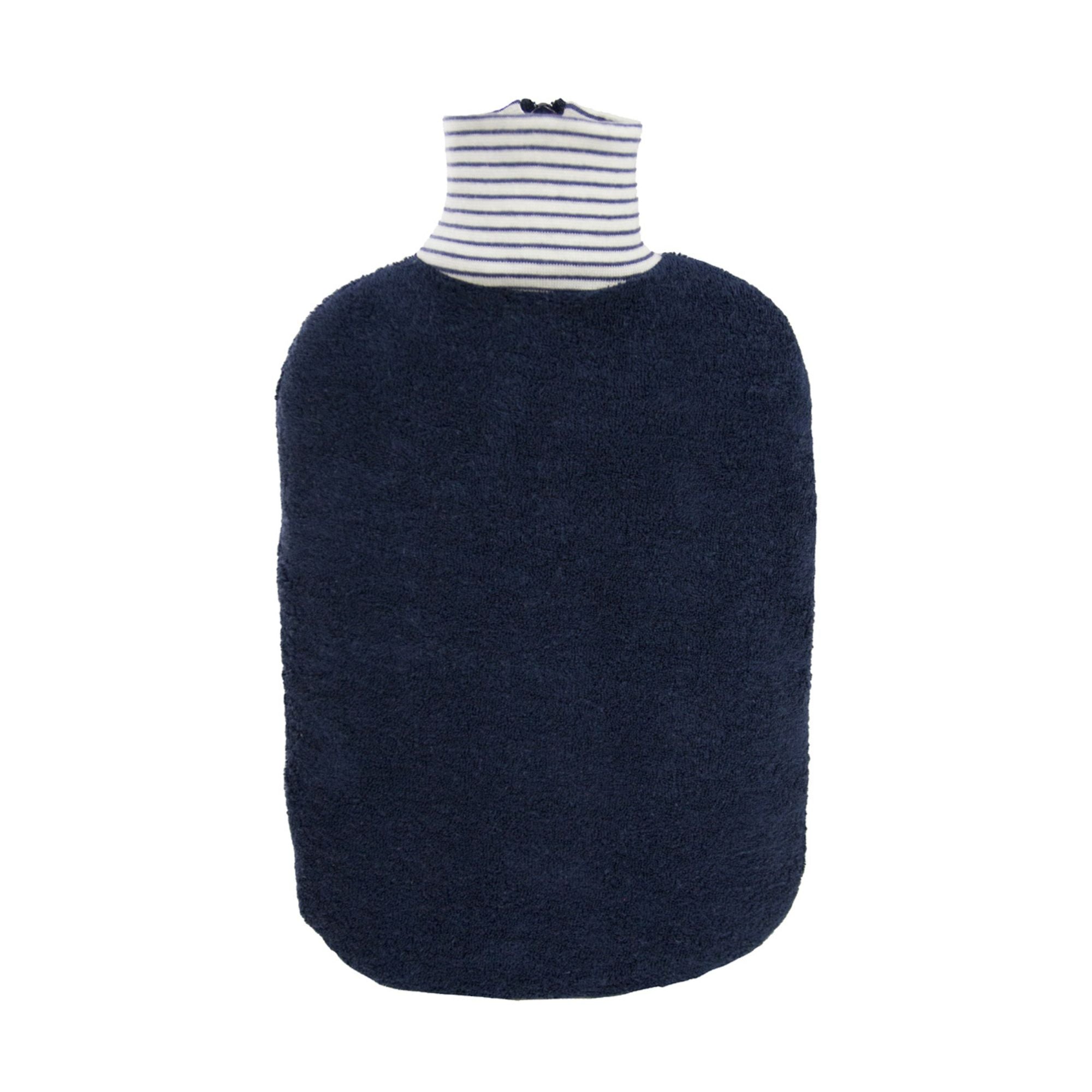 2 Liter Eco-Friendly Hot Water Bottle with Marine Blue Organic Cotton Cover - Rubber-Free, BPA-Free - Perfect for Pain Relief, Warmth & Comfort at Home, Office or Travel