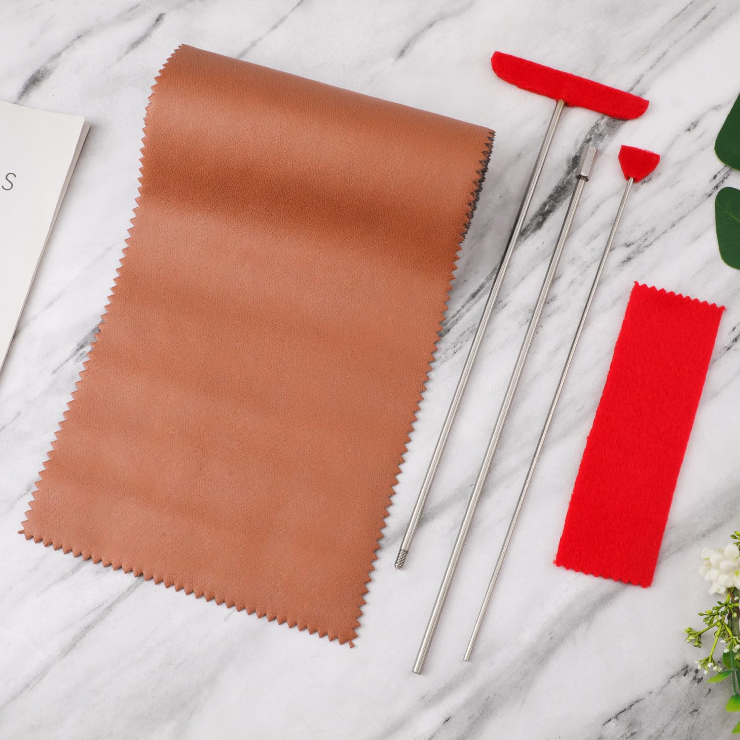 5-Piece Grand Piano Soundboard Cleaning Kit with Big & Small Brush Heads, Extension Rod & Soft Fiber Polish Cloth - Orange Dust Cover - Perfect for Piano Maintenance & Professional Cleaning