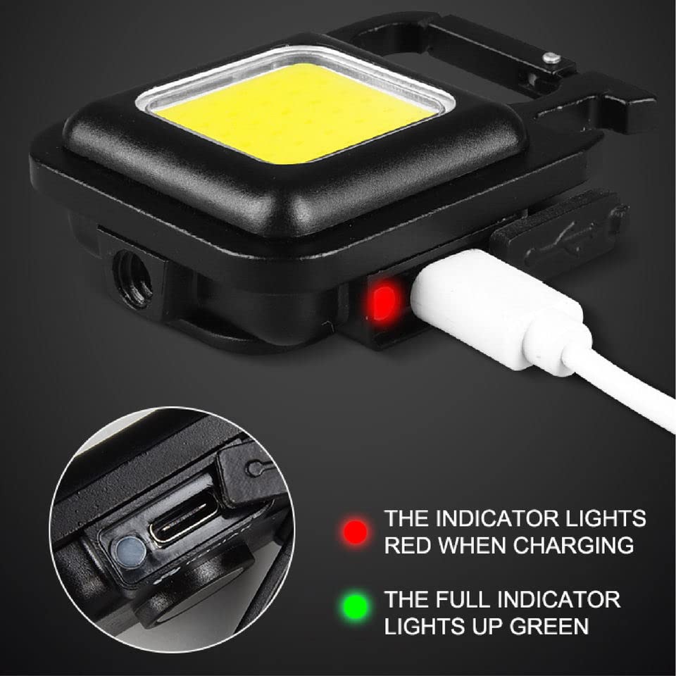 PRT COB Rechargeable Keychain Flashlight - 6W Bright LED, 500mAh USB-C Battery, Built-in Bottle Opener & Magnetic Stand | Perfect for Camping, Hiking, Emergency Kits & Everyday Carry (EDC) Gadget