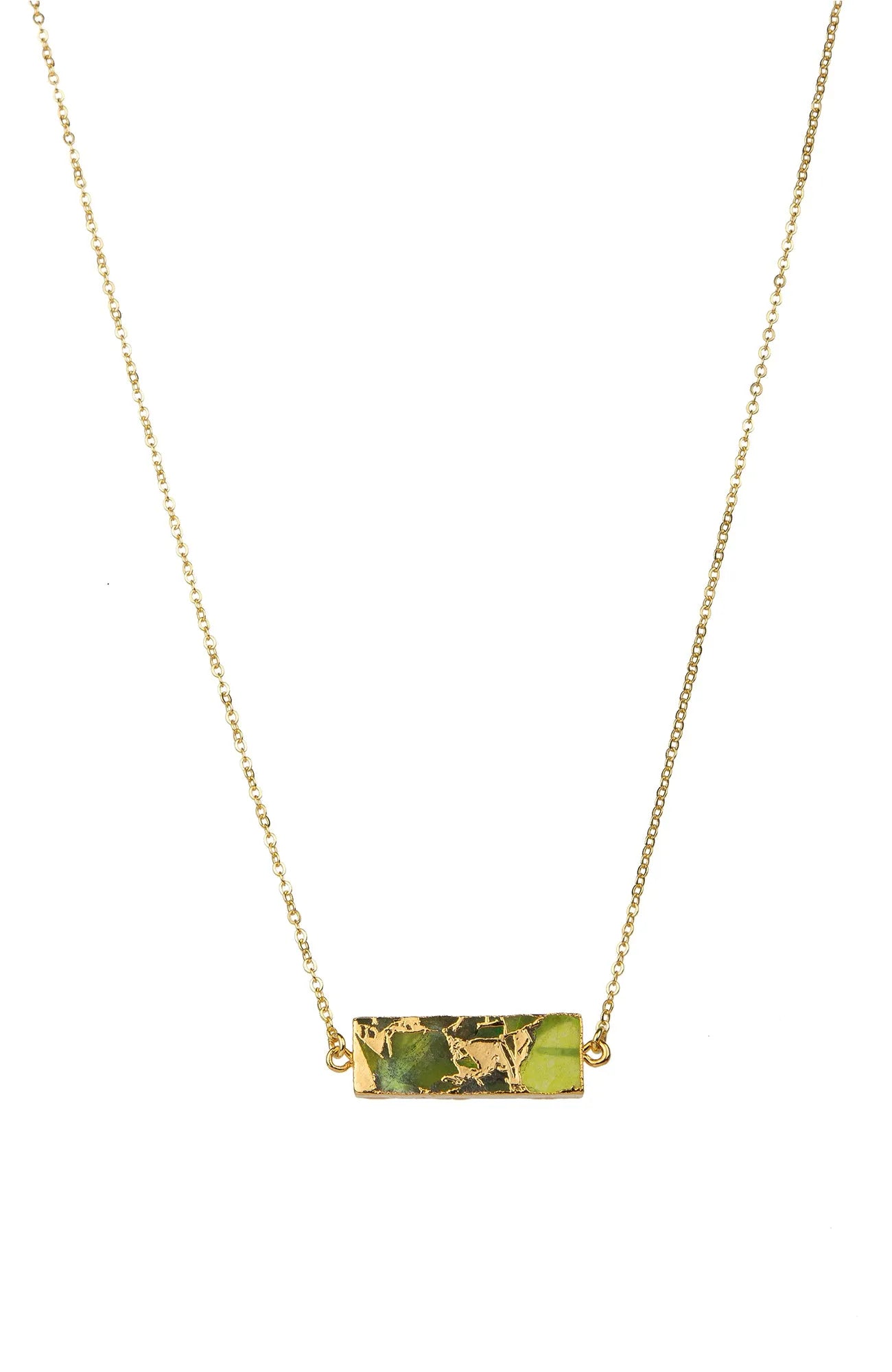 Mojave Rectangle Stone Pendant Necklace for Women - Handmade Boho Jewelry with Natural Gemstone - Perfect for Casual Wear, Layering & Gift Giving