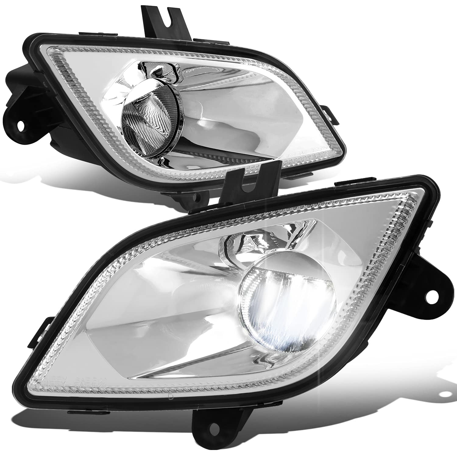 DNA MOTORING HL-HAY-007-CH Pair of LED Fog Lights with Reflector - Compatible with 2018-2022 Freightliner Cascadia, Chrome Housing - Perfect for Night Driving & Enhanced Visibility in Foggy Conditions