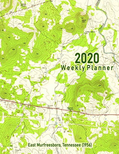 2020 Weekly Planner with Vintage Topo Map Cover - East Murfreesboro Tennessee 1956 Design | Perfect for Scheduling, Goal Tracking & Office Organization