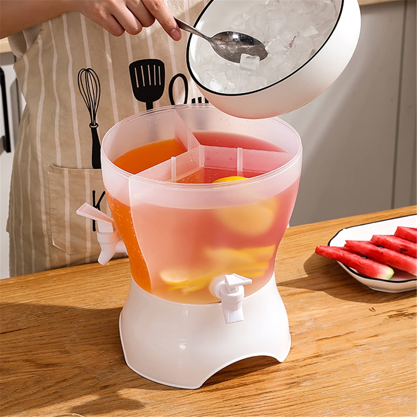 360° Rotating Plastic Beverage Dispenser - Cold Drink Pitcher for Water, Juice, Iced Tea, Lemonade - Perfect for Refrigerator, Parties, Picnics & Outdoor Events
