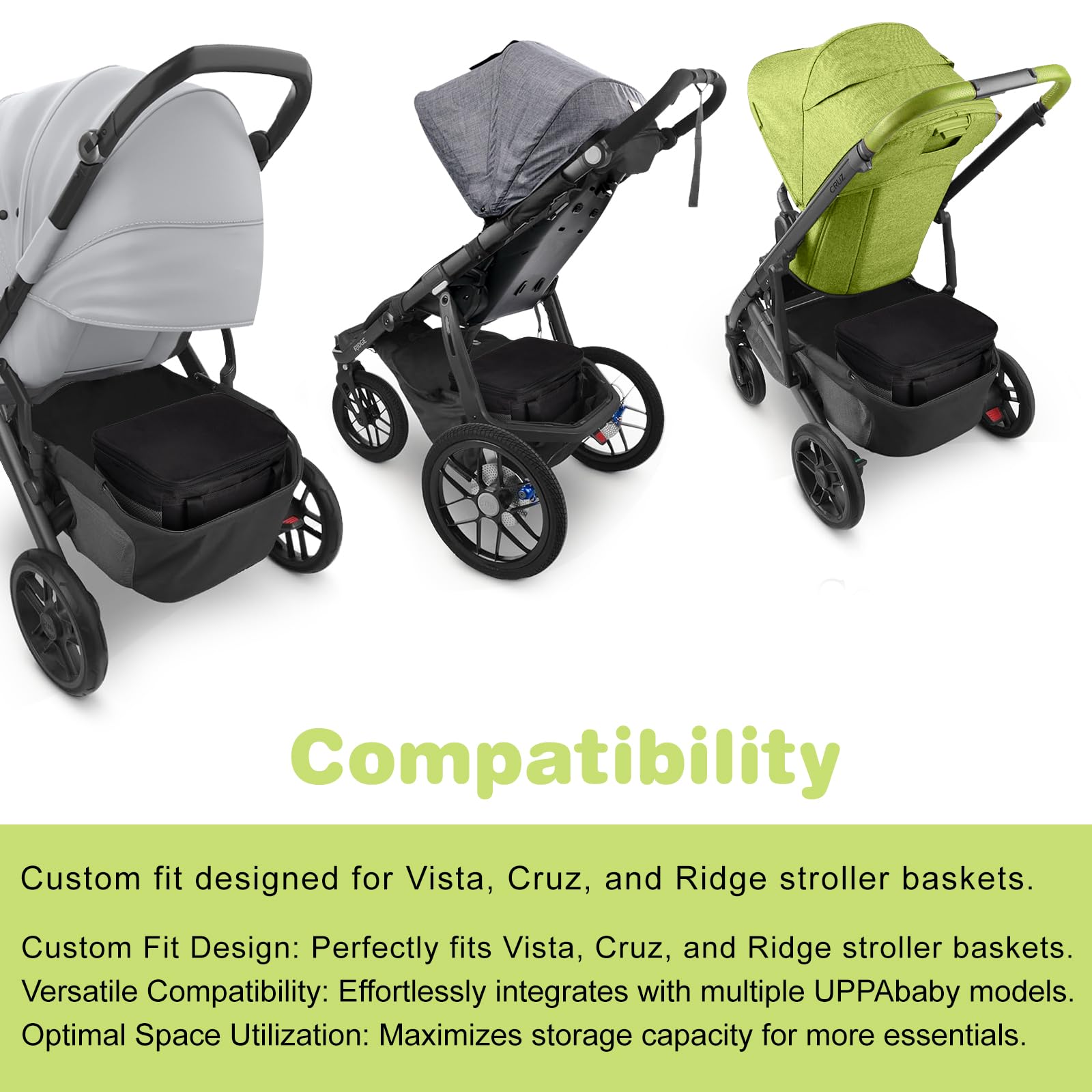 UPPAbaby Stroller Cooler - Universal Insulated Wagon Cooler & Organizer with Large Capacity - Fits Strollers, Wagons, Walkers & Wheelchairs - Perfect for Outdoor Activities, Picnics, Beach Trips & Family Outings - Black