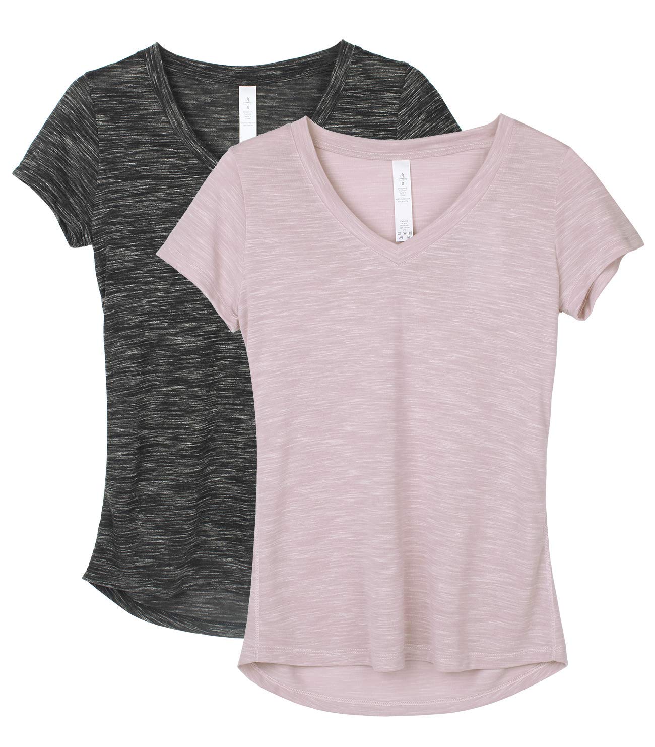 Icyzone Women's Workout Shirts - Breathable Yoga Tops, Activewear Gym Shirts & Running Fitness V-Neck Tees for Yoga, Gym & Outdoor Activities