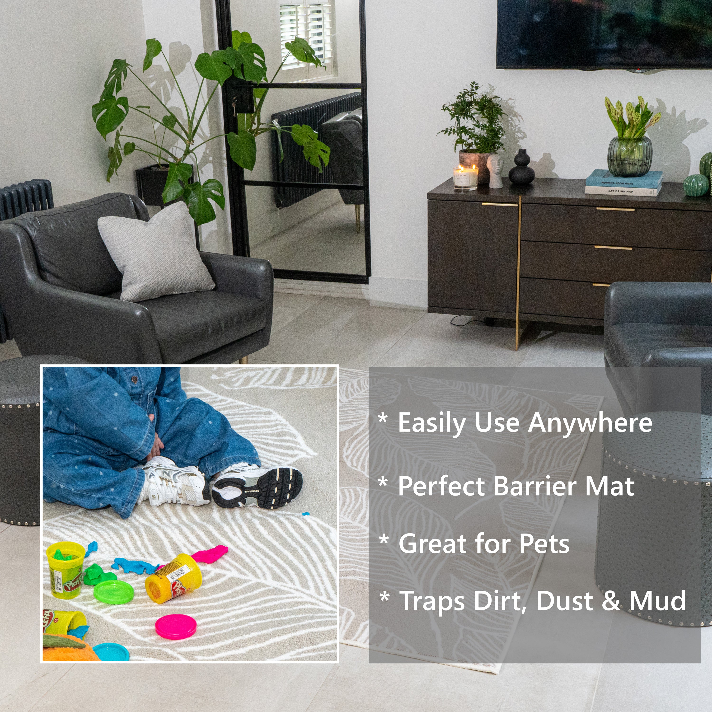 Fusion Matteo Washable Rug - Natural & Eco-Friendly - Perfect for Living Room, Bedroom, or Nursery Decor