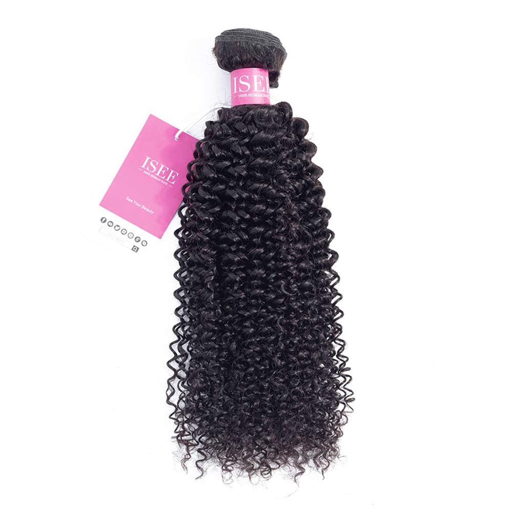 ISEE Hair 100% Virgin Malaysian Deep Curly Jerry Curly Human Hair Extensions - 10 Inch Unprocessed Natural Black Hair Bundles (Can Be Dyed) for Stunning Curly Hairstyles & Volume Boost