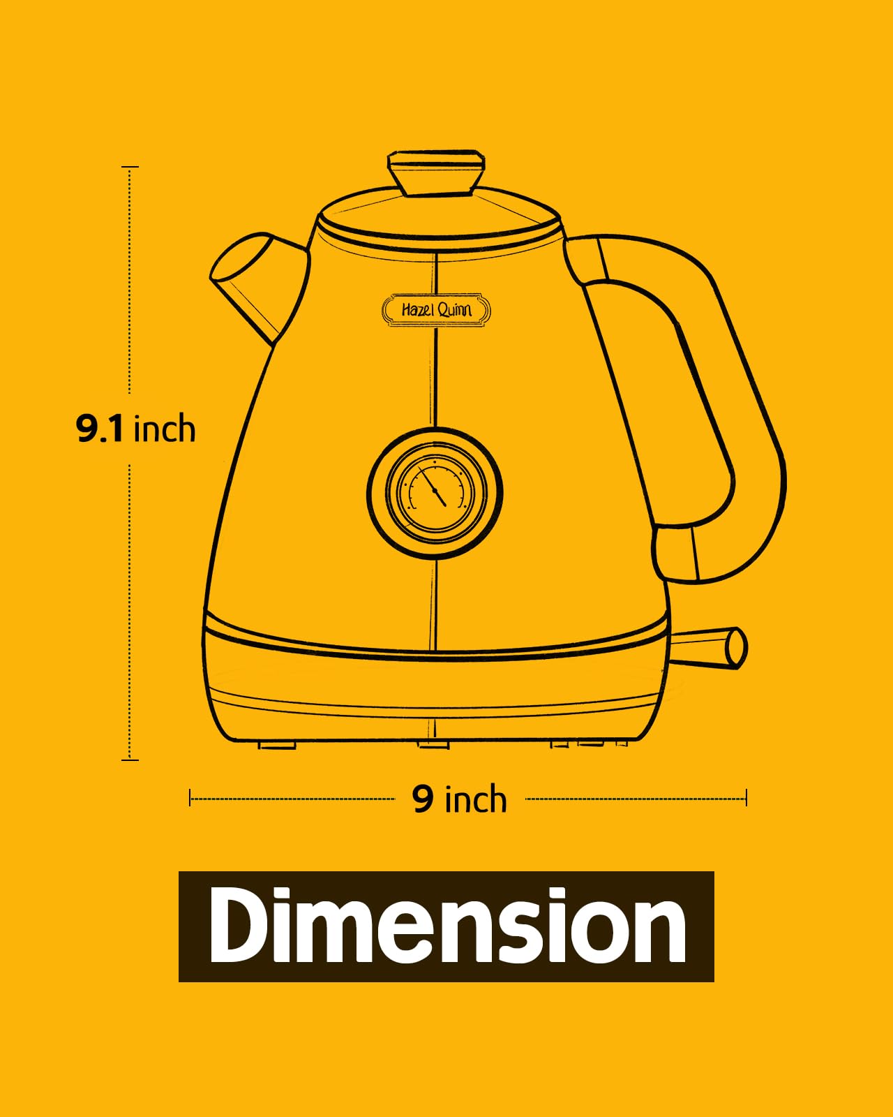 Hazel Quinn Retro Electric Kettle 1.7L (57.5oz) - Stainless Steel Fast Boiling Tea Kettle with Thermometer, 1200W, BPA-Free, Cordless & Auto Shut Off - Perfect for Home, Office & Tea Lovers (Mint Green)