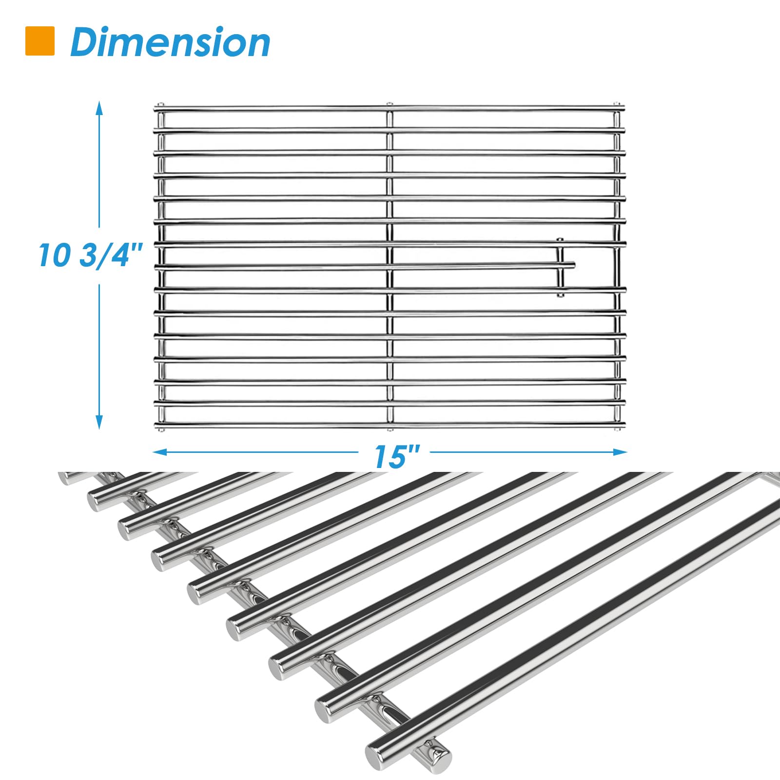 KitchenAid Grill Replacement Parts 720-0891CA 720-0891 720-0891B 720-0891R 730-0891B - Solid Stainless Steel Cooking Grates for KitchenAid Gas Grills - Perfect for Outdoor BBQ, Backyard Grilling & Replacement Parts
