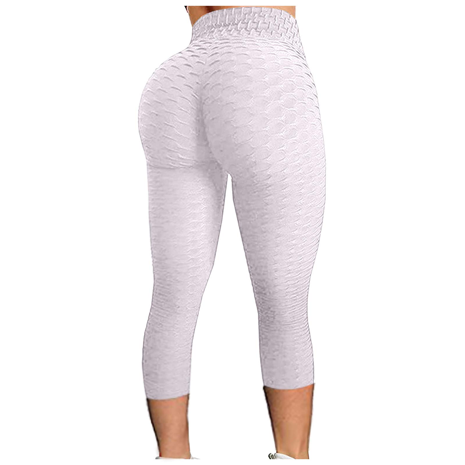 Forwelly Women's High Waist 3/4 Length Yoga Pants - Stretchy Workout Leggings with Tummy Control & Hip Lifting for Running, Gym, Lounge & Everyday Wear
