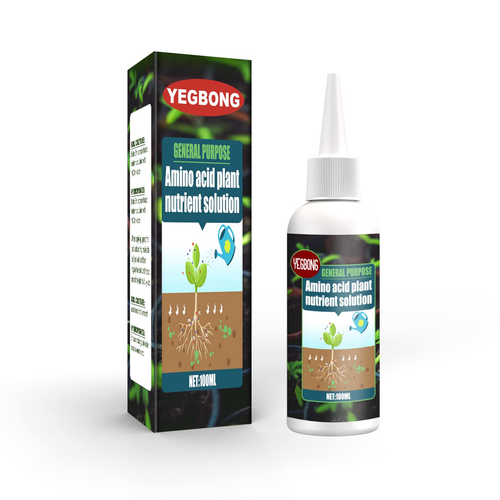 30/100mL Organic Amino Plant Nutrient Solution - Liquid Foliar Fertilizer for Hydroponics, Root Growth & Garden Plants | Concentrated Plant Food for Indoor Gardens, Landscaping & Hydroponic Systems (100mL) | Perfect for Vegetables, Flowers & Houseplants