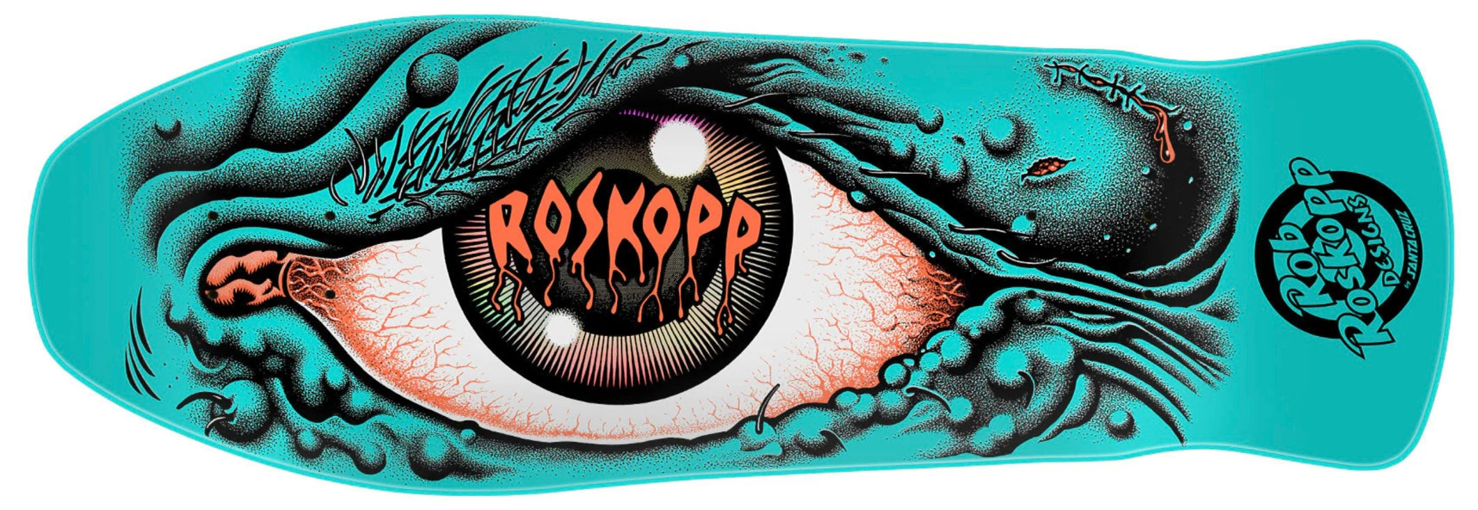 Santa Cruz Rob Roskopp EYE Skateboard Deck - Turquoise Graphic | Professional Skateboard for Street & Park Riding | Perfect for Skaters & Collectors
