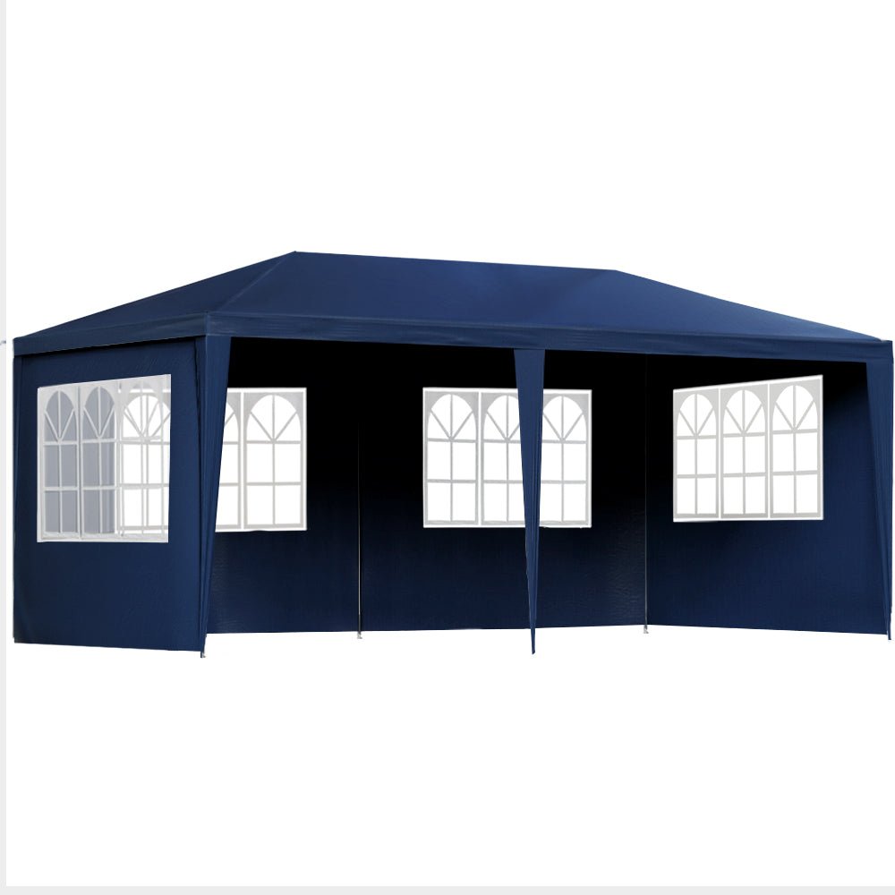 Instahut 3x6m Gazebo Tent with 6 Side Panels - Waterproof Outdoor Canopy for Weddings, Parties, Camping & Backyard Events - Blue