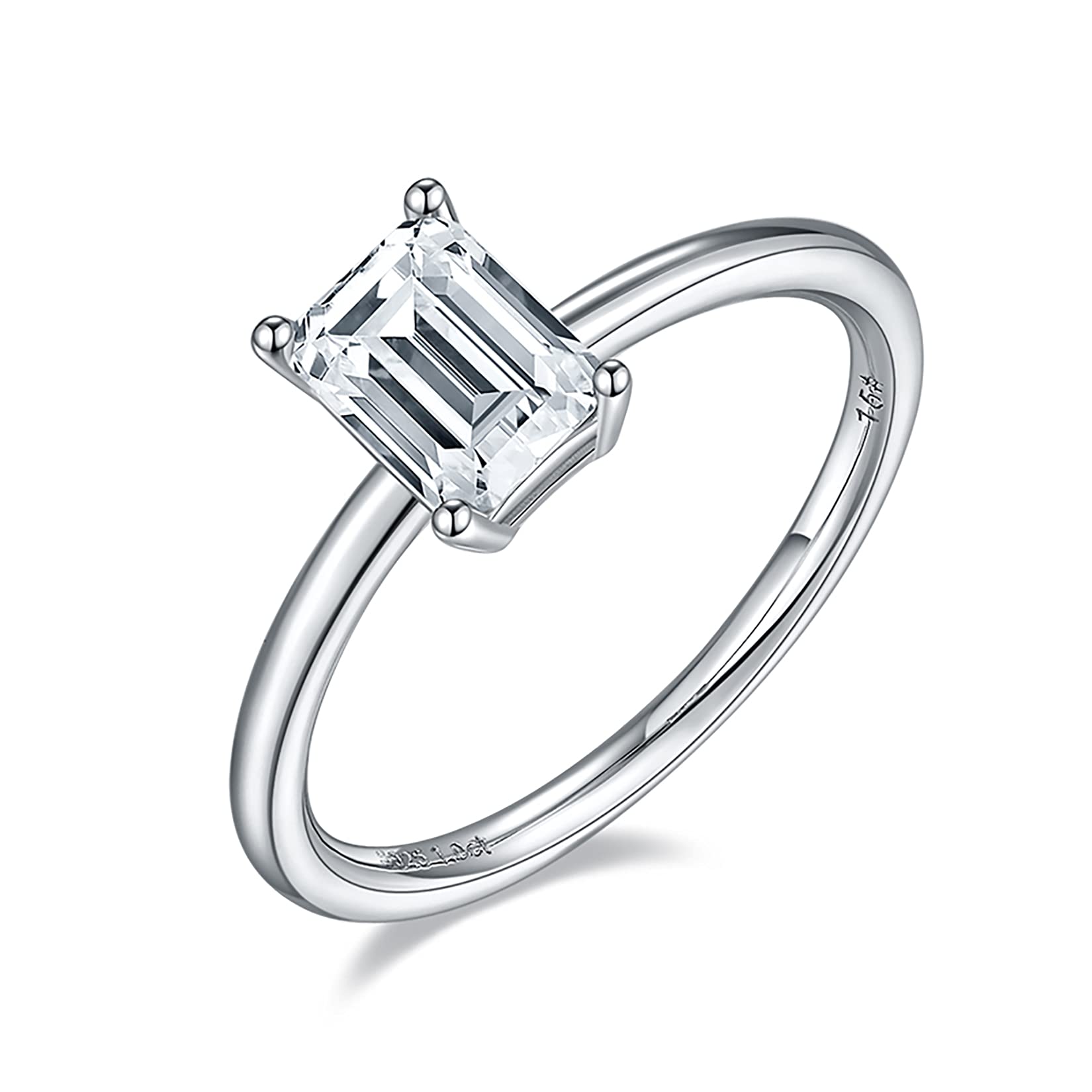 1ct Moissanite Engagement Ring for Women - Sterling Silver Thin Wedding Band - Anniversary Gift - Perfect for Proposals, Bridal Jewelry & Special Occasions