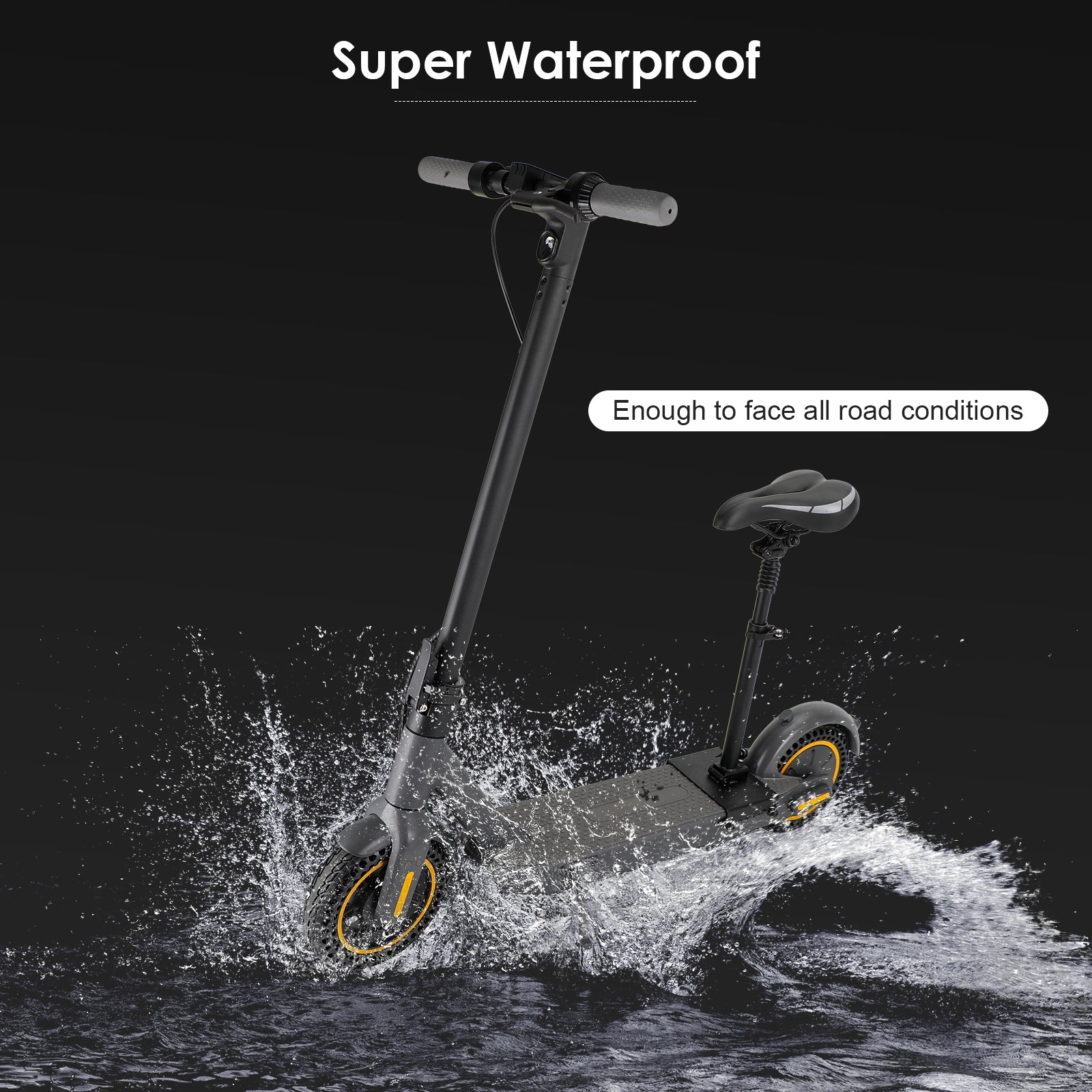 10 MAX Electric Scooter with Seat - 500W Motor & 10AH Long Range Battery (60KM Commute) - Perfect for Urban Travel, Campus Commuting & Last-Mile Transportation