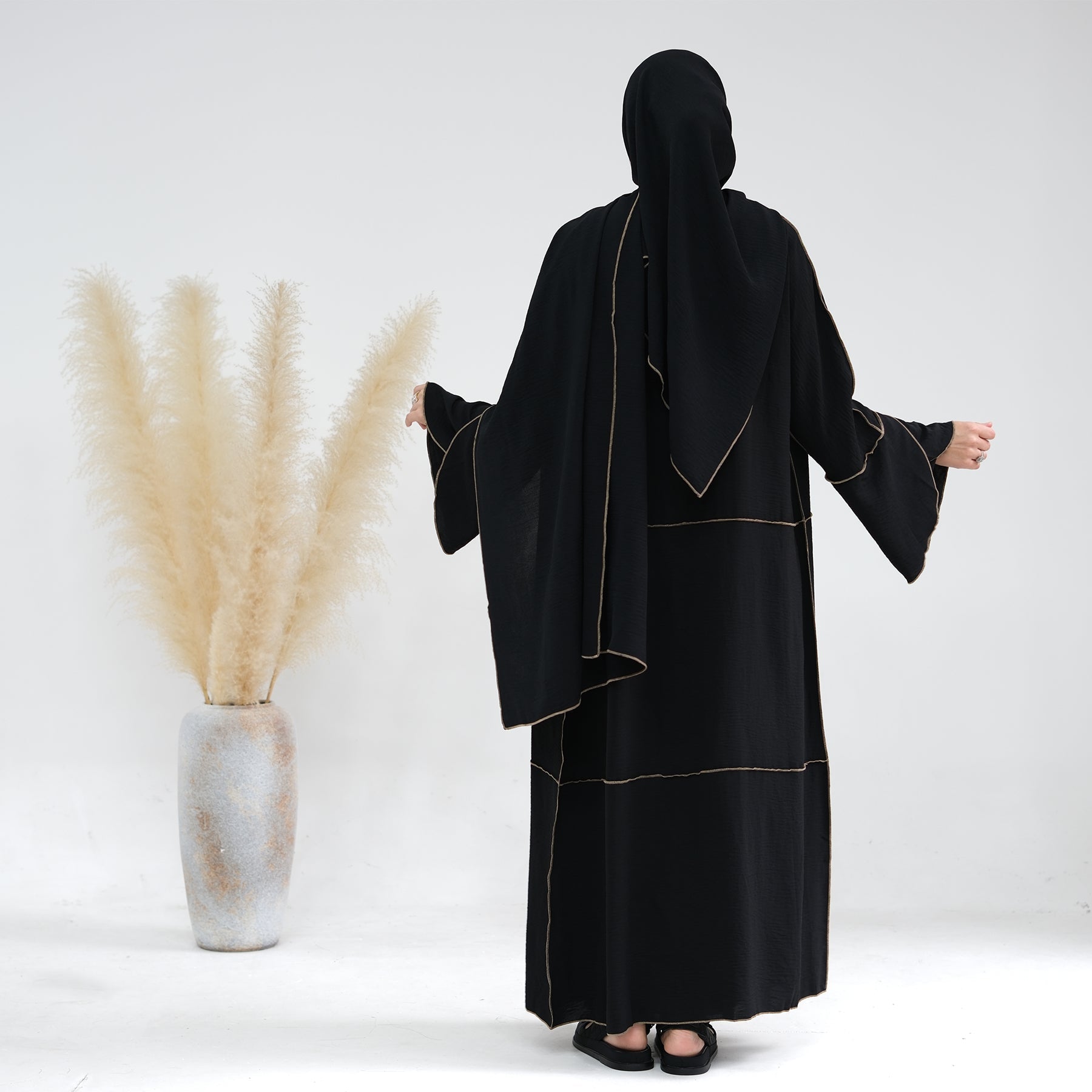 Nadia 4 Piece Abaya Set - Black | Modest Islamic Prayer Dress for Women | Perfect for Eid, Mosque & Special Occasions