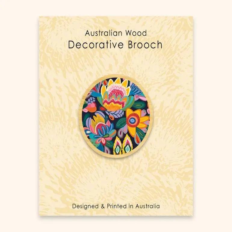 Exquisite Australian Wooden Brooch - Handcrafted Fantasy Floral Pin for Women | Perfect for Weddings, Parties & Fashion Accessories