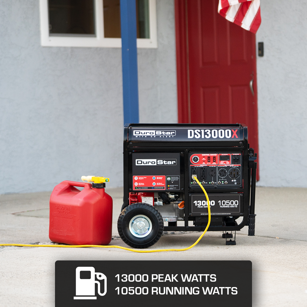 13,000 Watt Portable Gasoline Generator with CO Alert - Reliable Backup Power for Home, Camping & Emergency Use