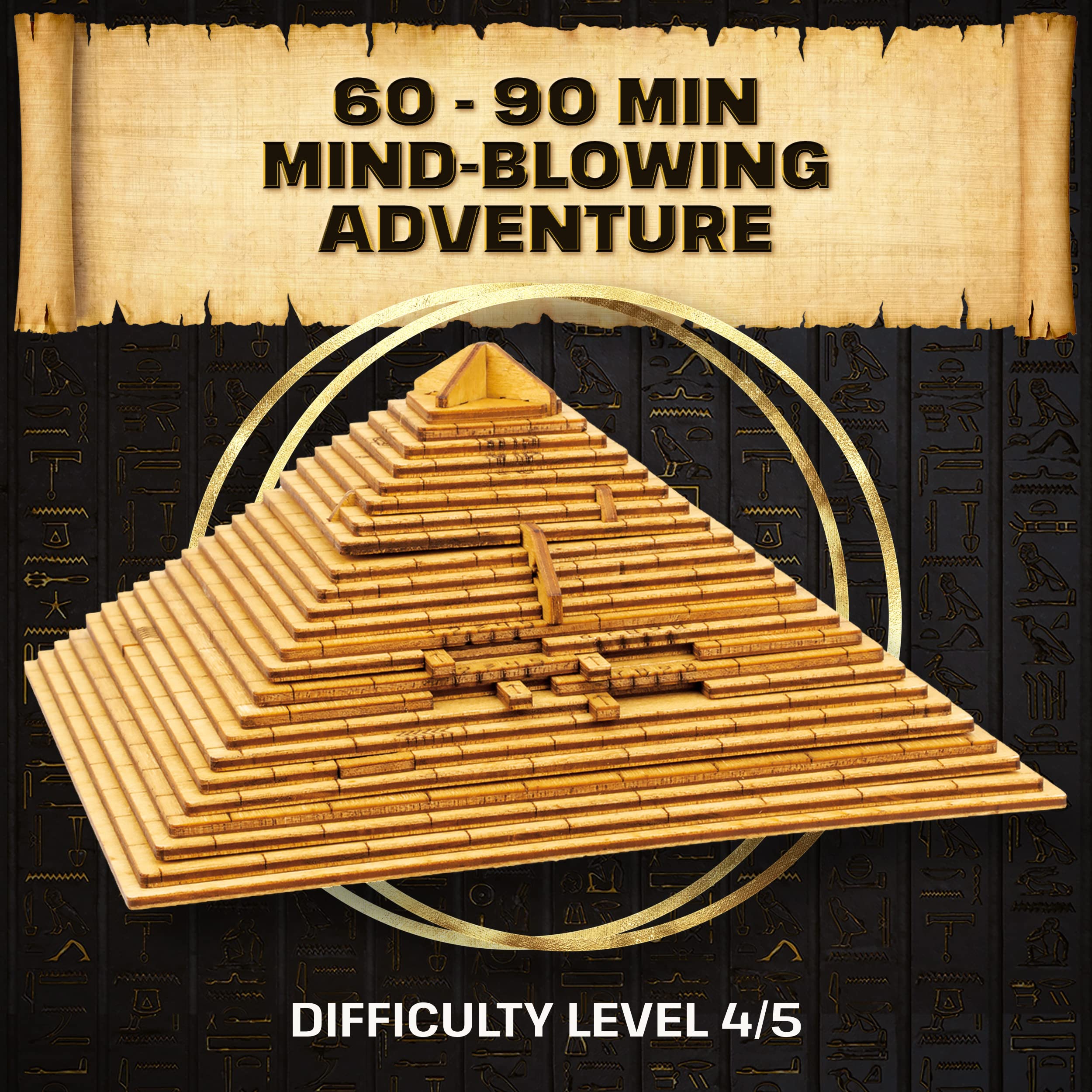 ESC WELT Quest Pyramid Puzzle Box - Wooden Escape Room Brain Teaser for Adults & Teens - Hidden Compartment 3D Puzzle Game - Challenging Family Board Game for Parties, Team Building & Cognitive Training