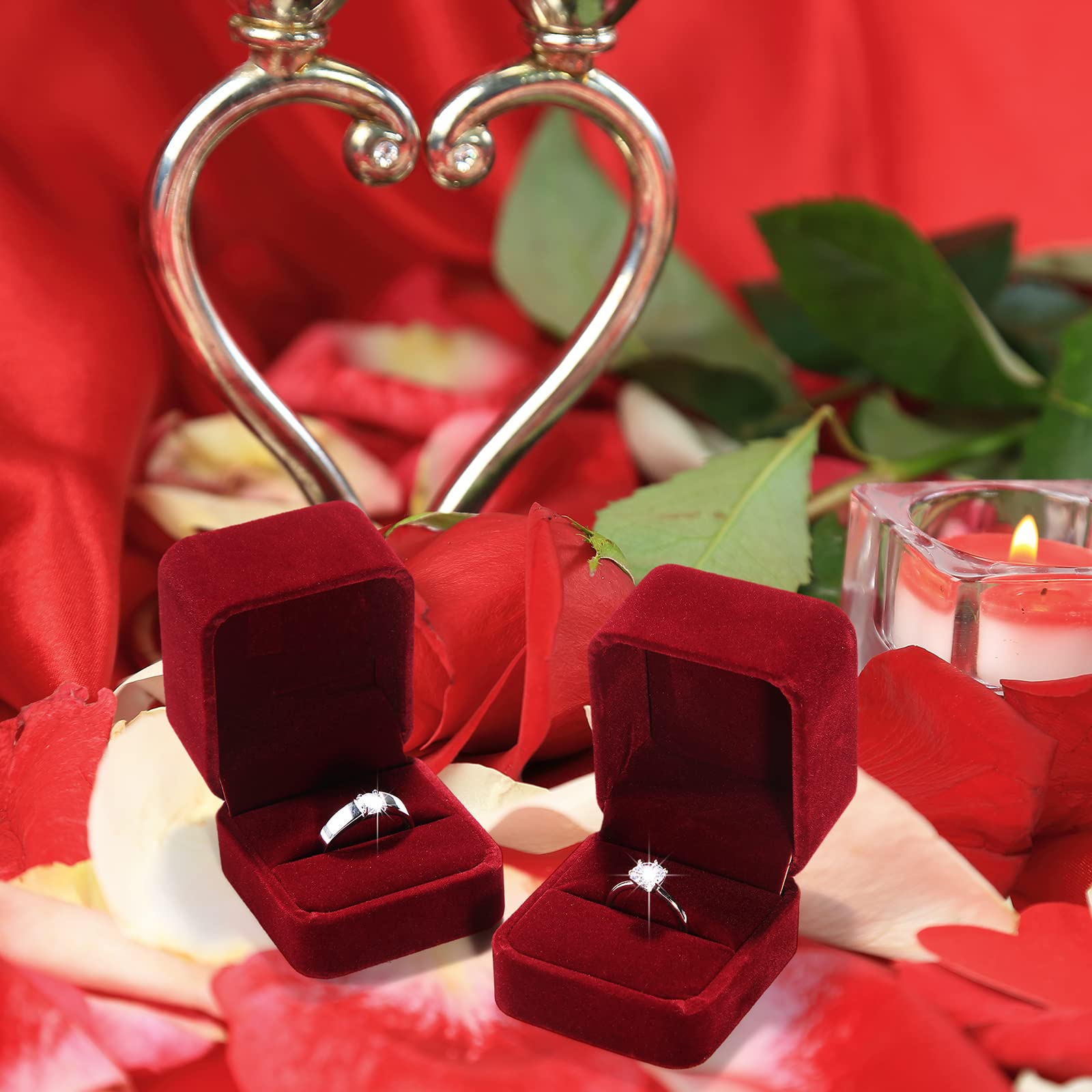 BBTO 36-Piece Velvet Ring Box Set - Premium Jewelry Display Case for Wedding, Engagement, Proposal, Anniversary & Birthday Gifts (Red) - Perfect for Bridal Showers, Wedding Favors & Jewelry Storage