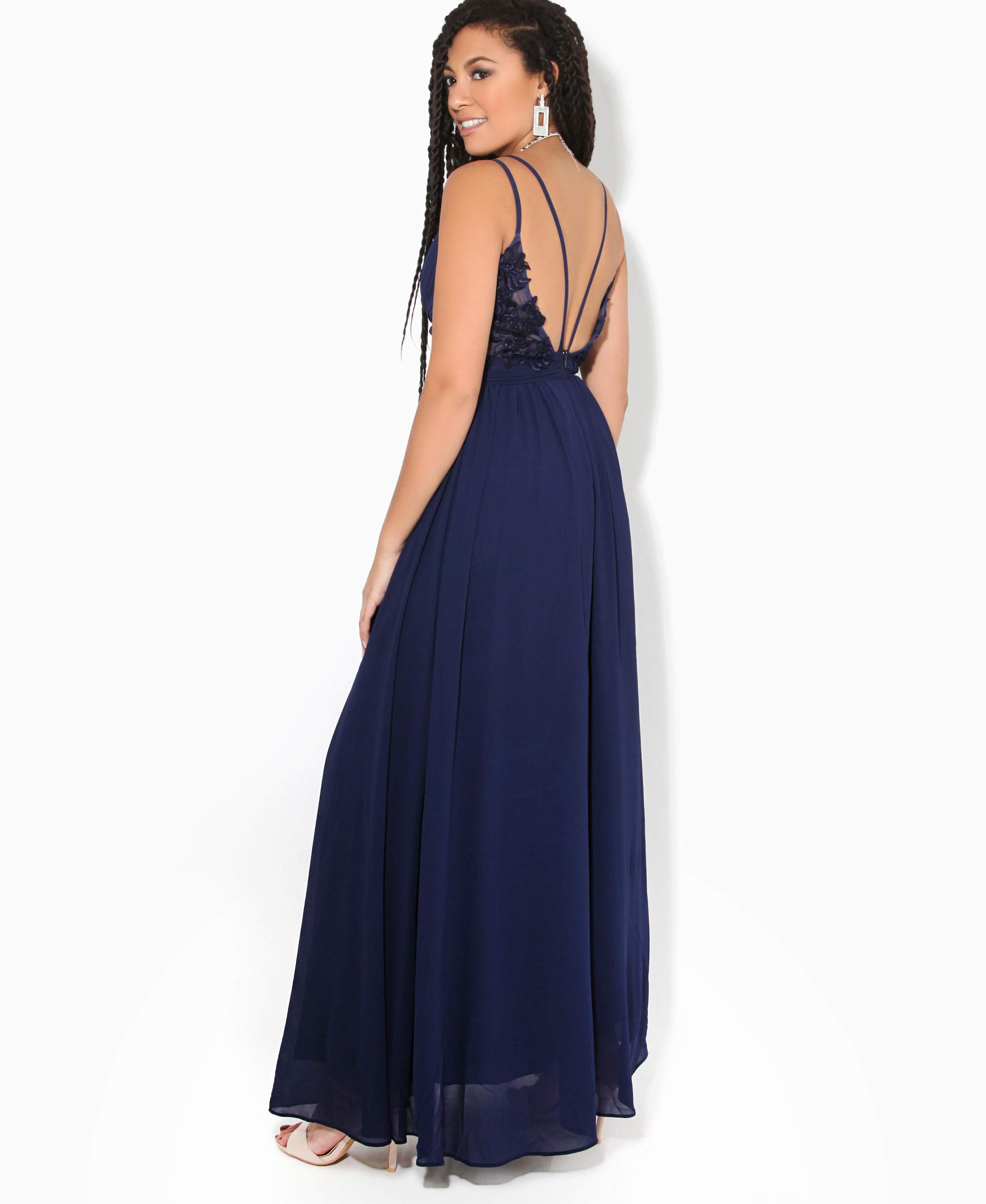 KRISP® Women's Strappy Backless Chiffon Maxi Dress for Wedding, Bridesmaid, Formal Party - Elegant Evening Gown for Prom, Cocktail, and Special Occasions