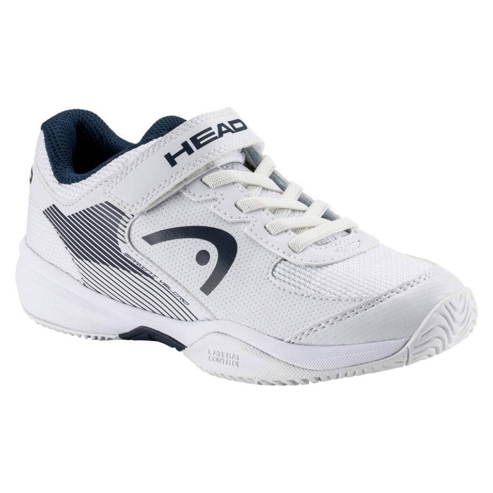 Head Sprint Velcro Junior Tennis Shoes for Kids - Lightweight & Comfortable White/Blueberry Sneakers - Perfect for Tennis, Running & School Sports
