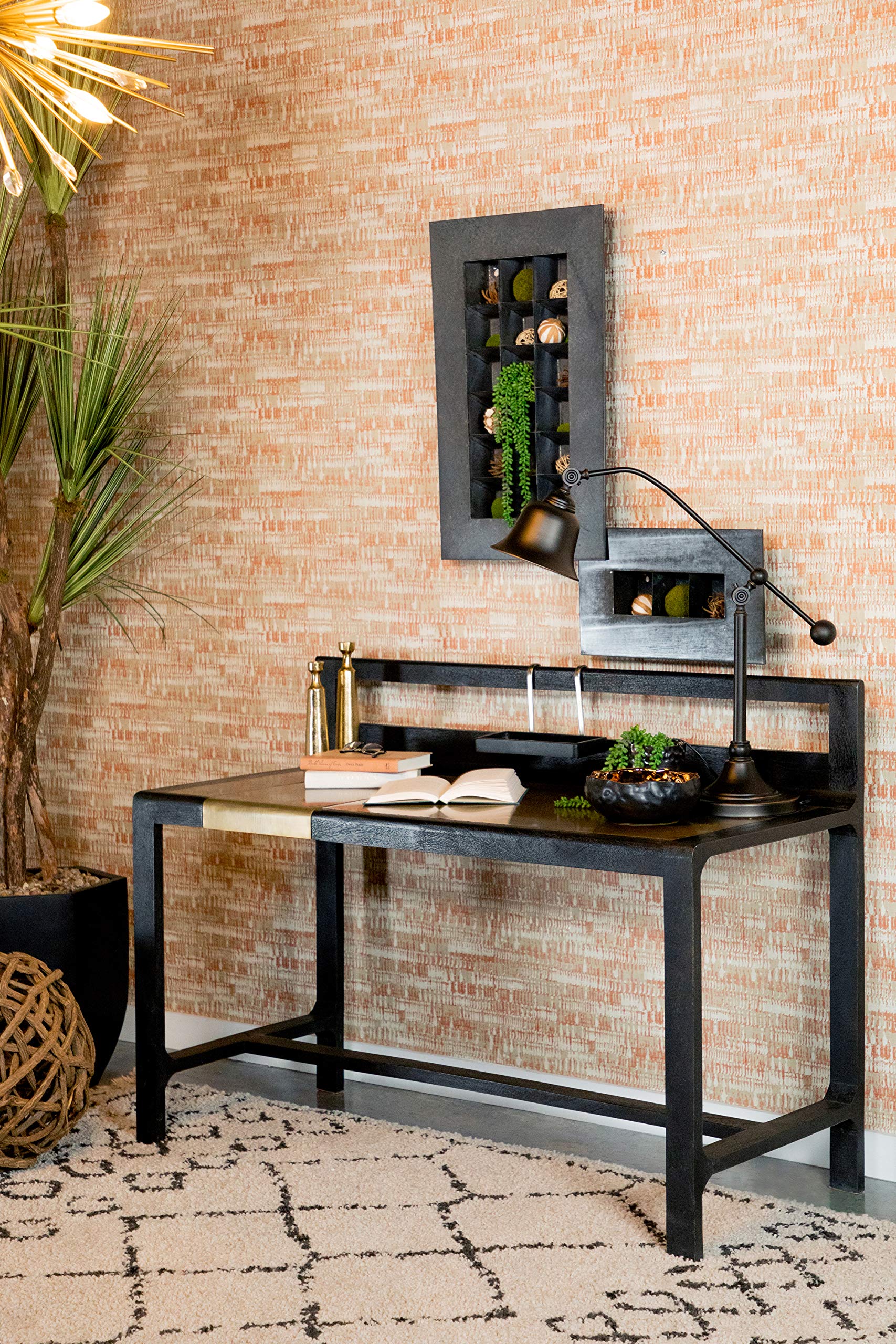 Coaster Home Furnishings Purston Hidden Storage Writing Desk - Black and Brass Finish (991022) - Perfect for Home Office, Study Room & Small Spaces